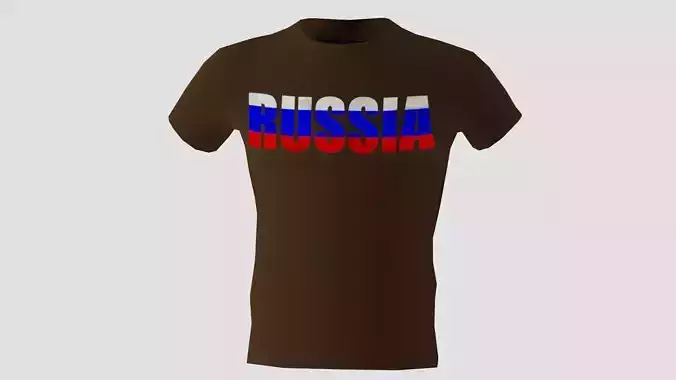 Low poly Russia shirt dark brown colour 