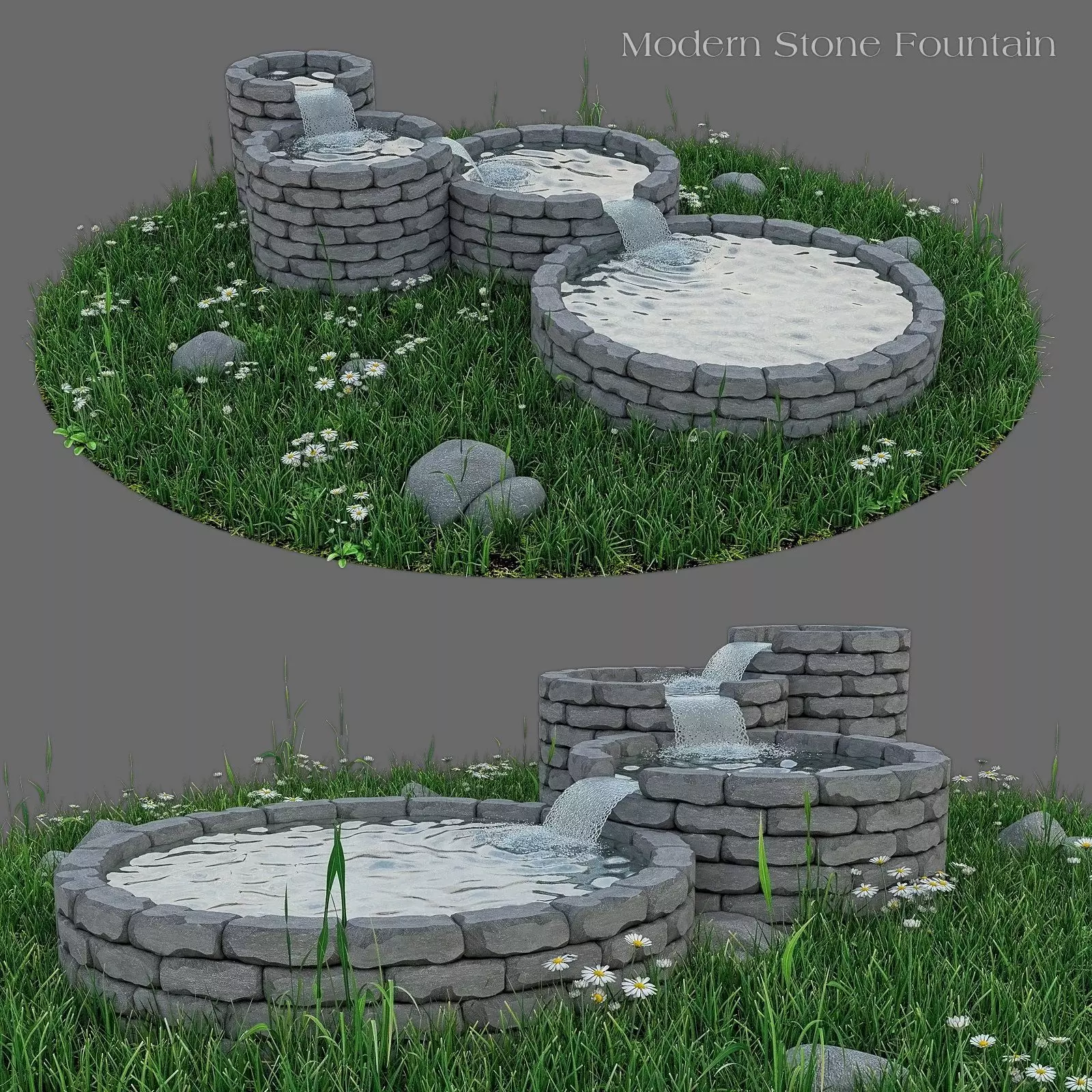 Modern Stone Fountain 3D model