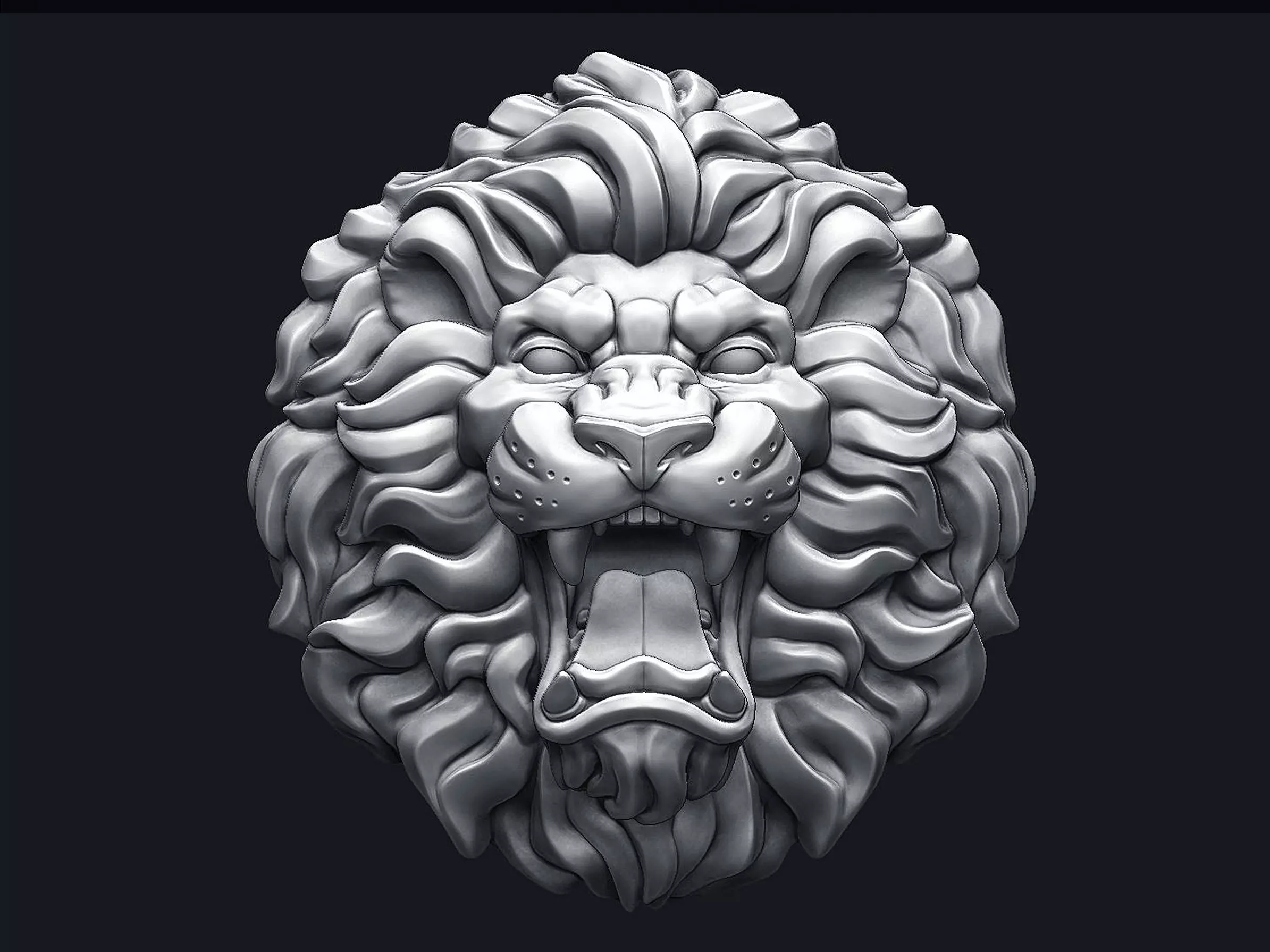 Roaring Lion Head V2 3D print model_0