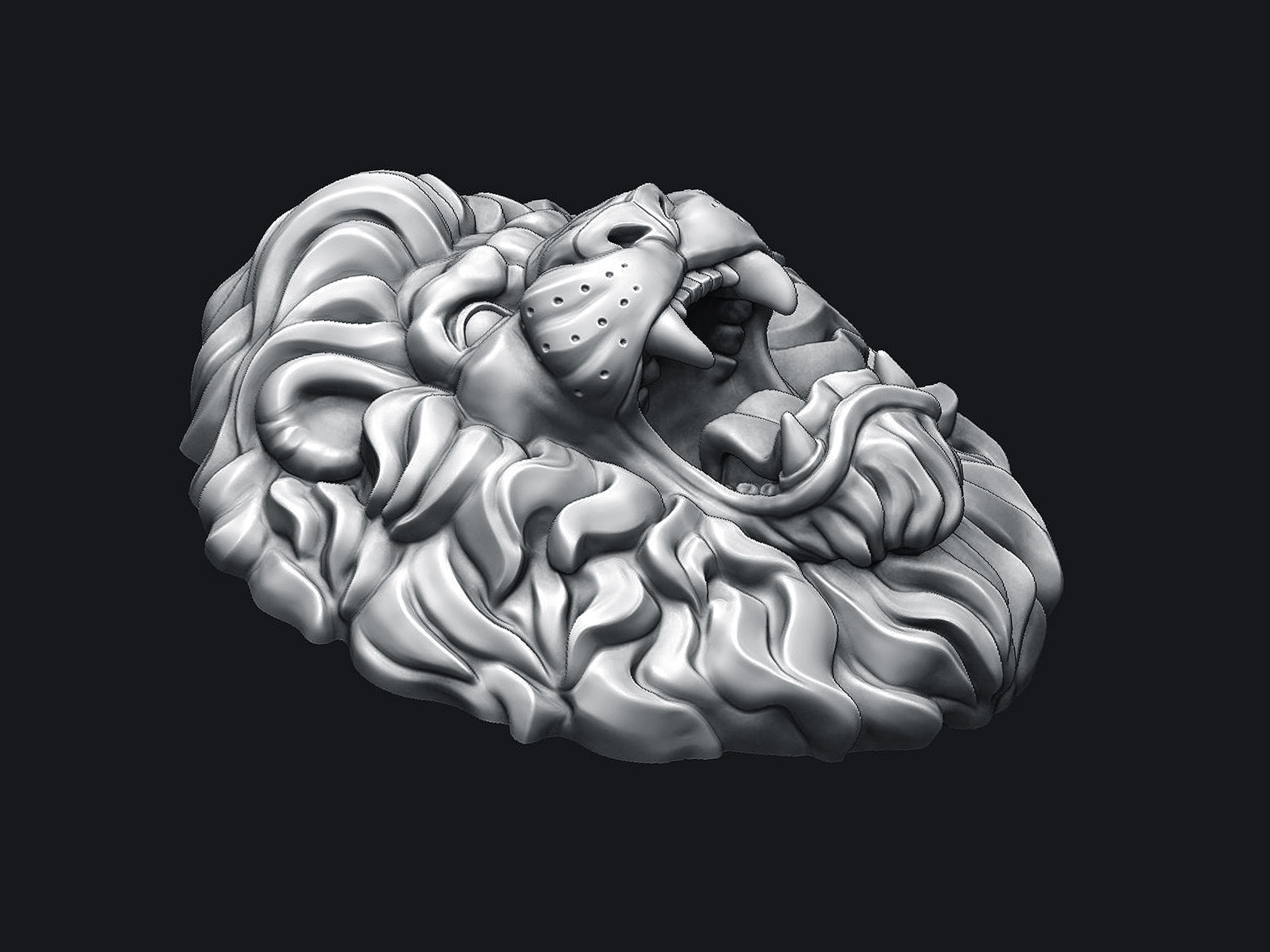 Roaring Lion Head V2 3D print model_3