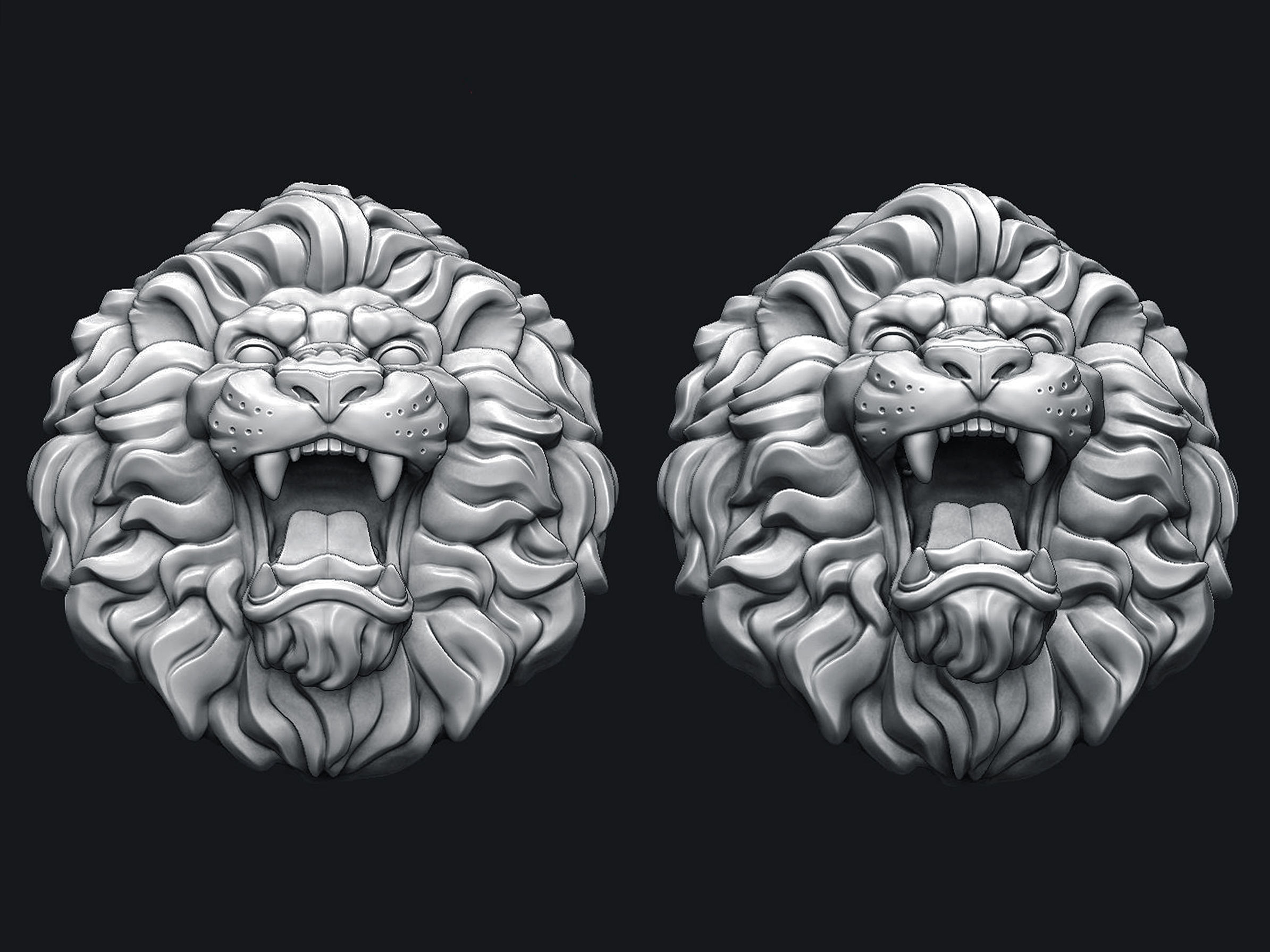 Roaring Lion Head V2 3D print model_5