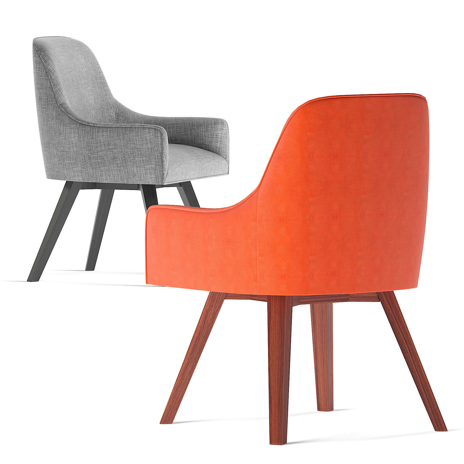 Harvey Black Swivel Armchair Crate and Barrel 3D model_1