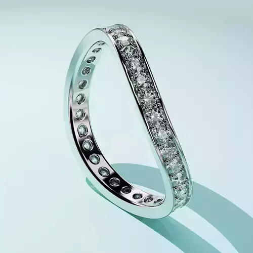 ring 8 silver with diamonds Free 3D print model