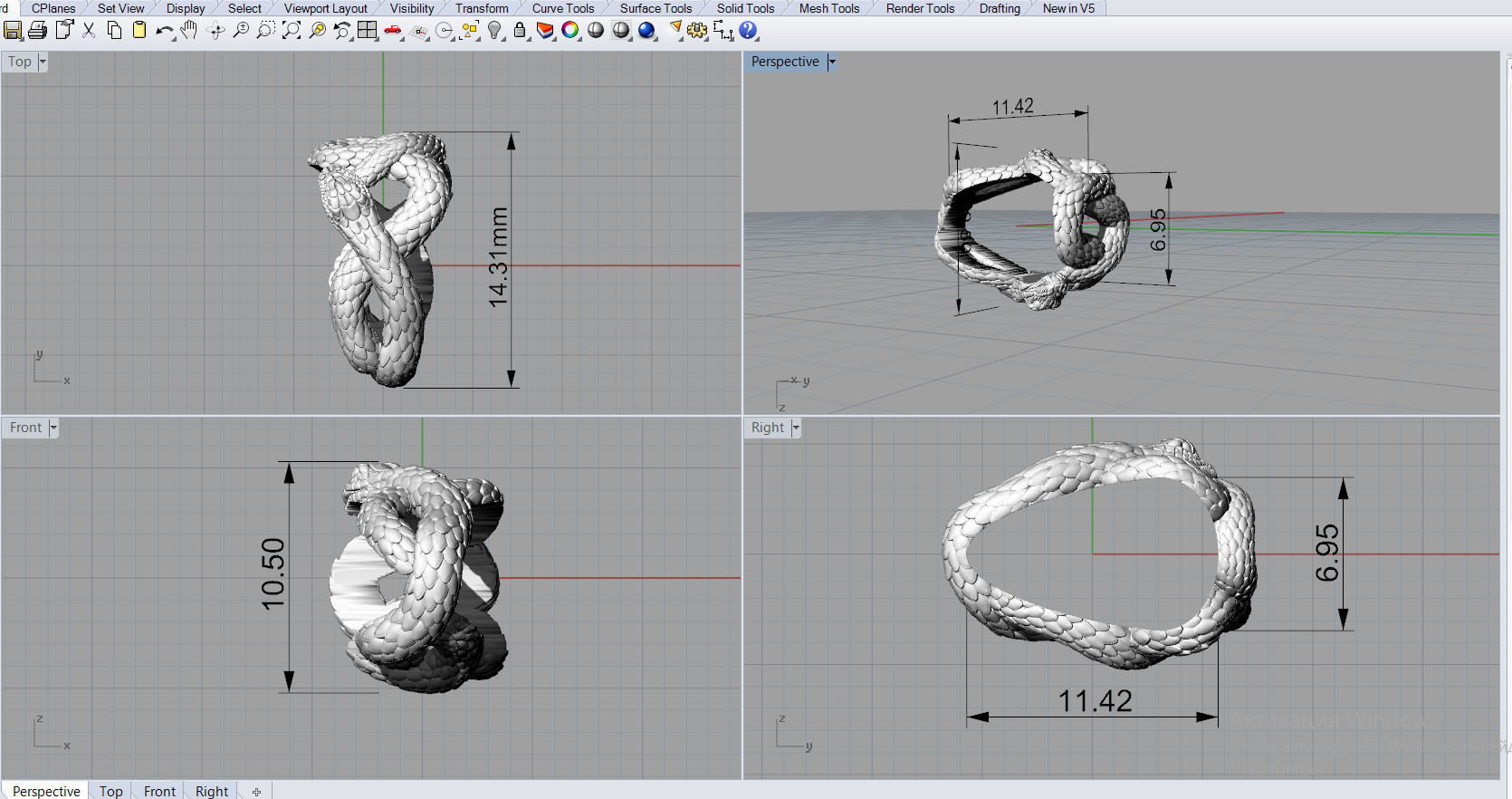  Eyelet snake for pendant 3d print ready 3D print model_7