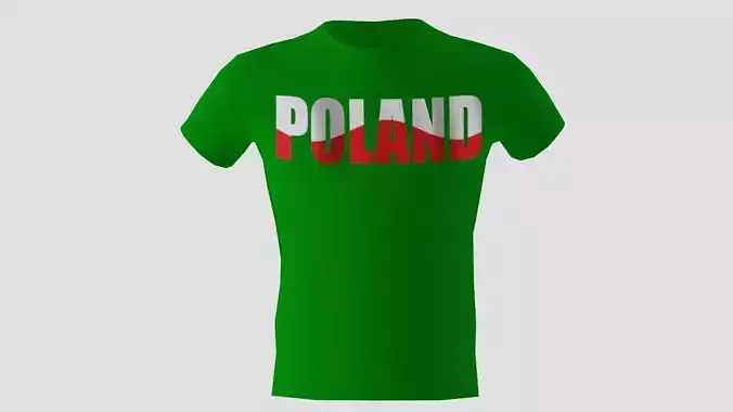 Low poly Poland shirt green colour 