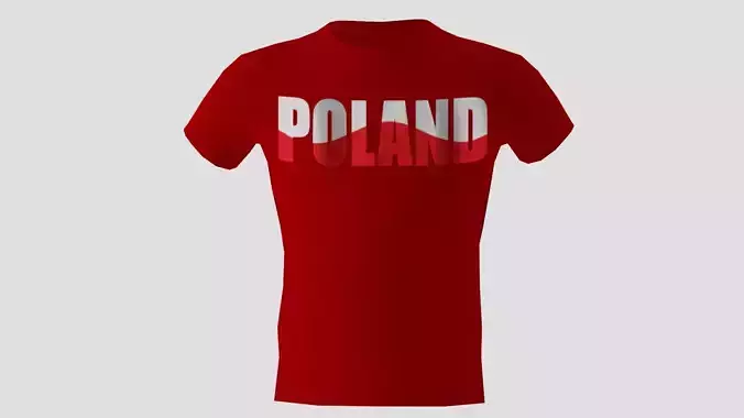 Low poly Poland shirt red colour