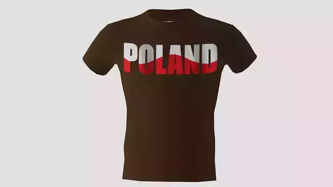 Low poly Poland shirt dark brown colour