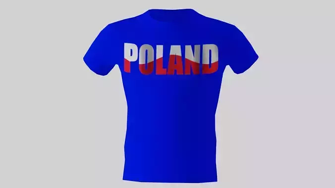 Low poly Poland shirt blue colour