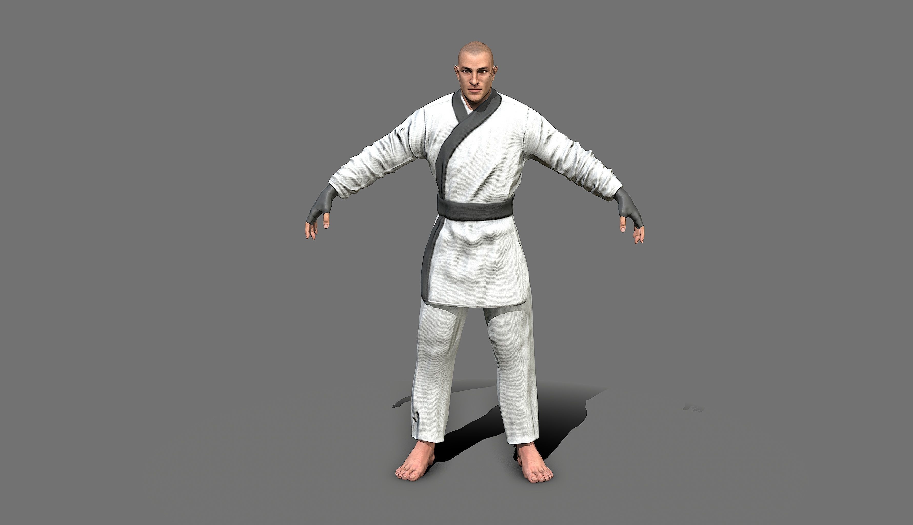 Boxer man in karate outfit Low-poly 3D model_38