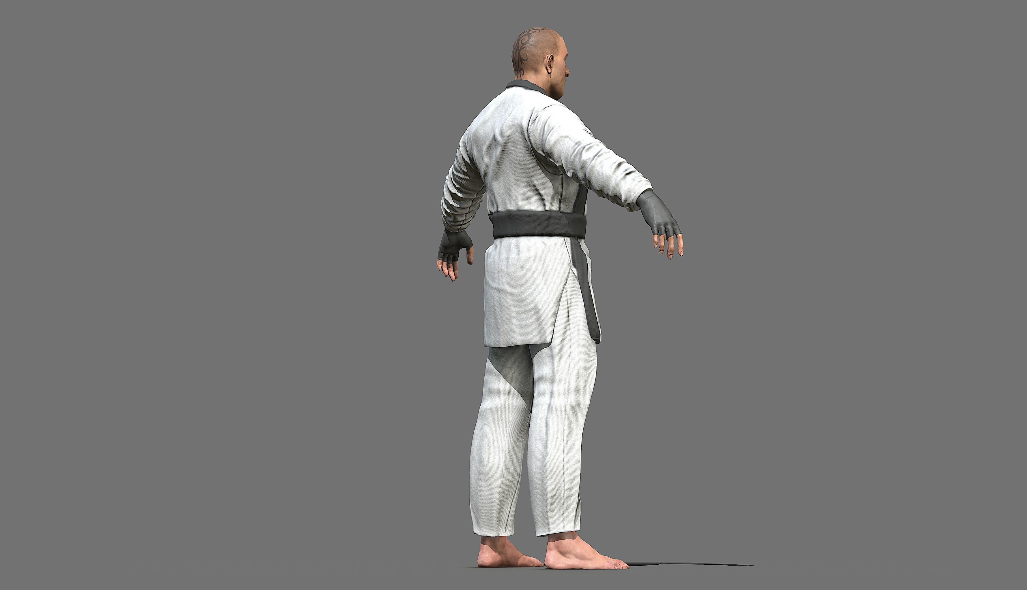 Boxer man in karate outfit Low-poly 3D model_43