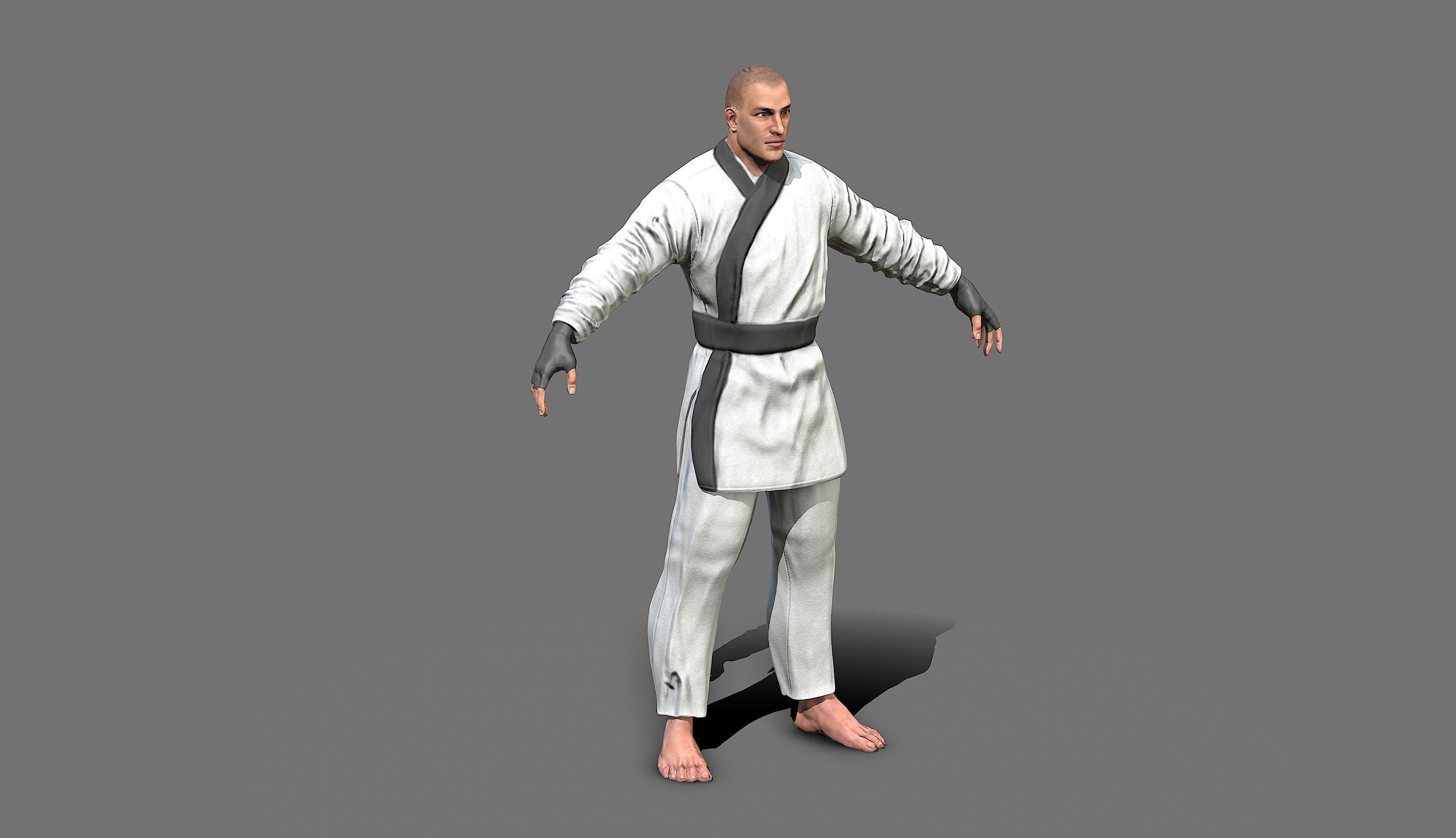 Boxer man in karate outfit Low-poly 3D model_25