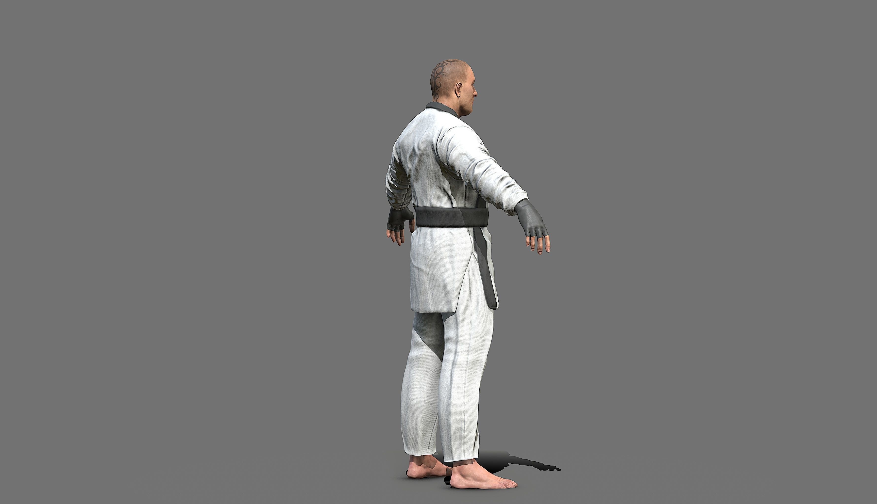 Boxer man in karate outfit Low-poly 3D model_12