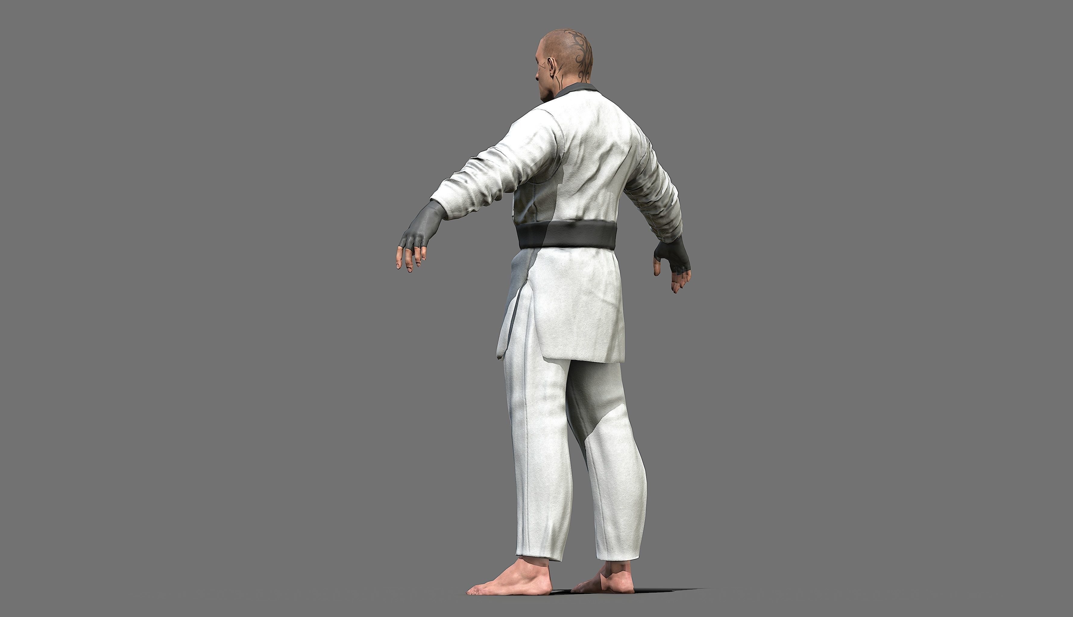 Boxer man in karate outfit Low-poly 3D model_45