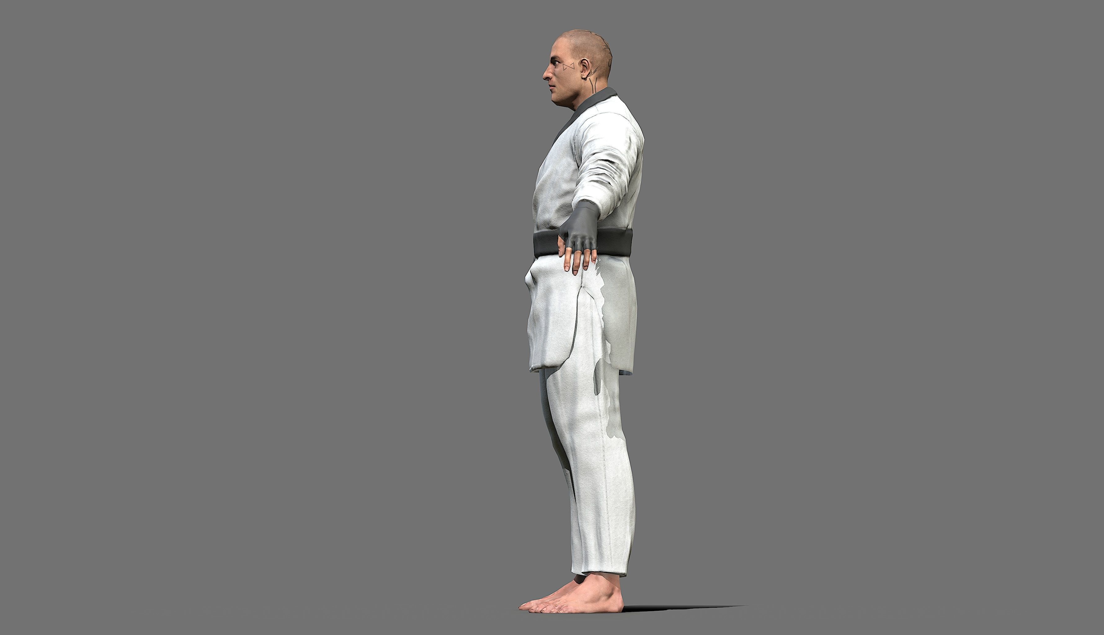 Boxer man in karate outfit Low-poly 3D model_47