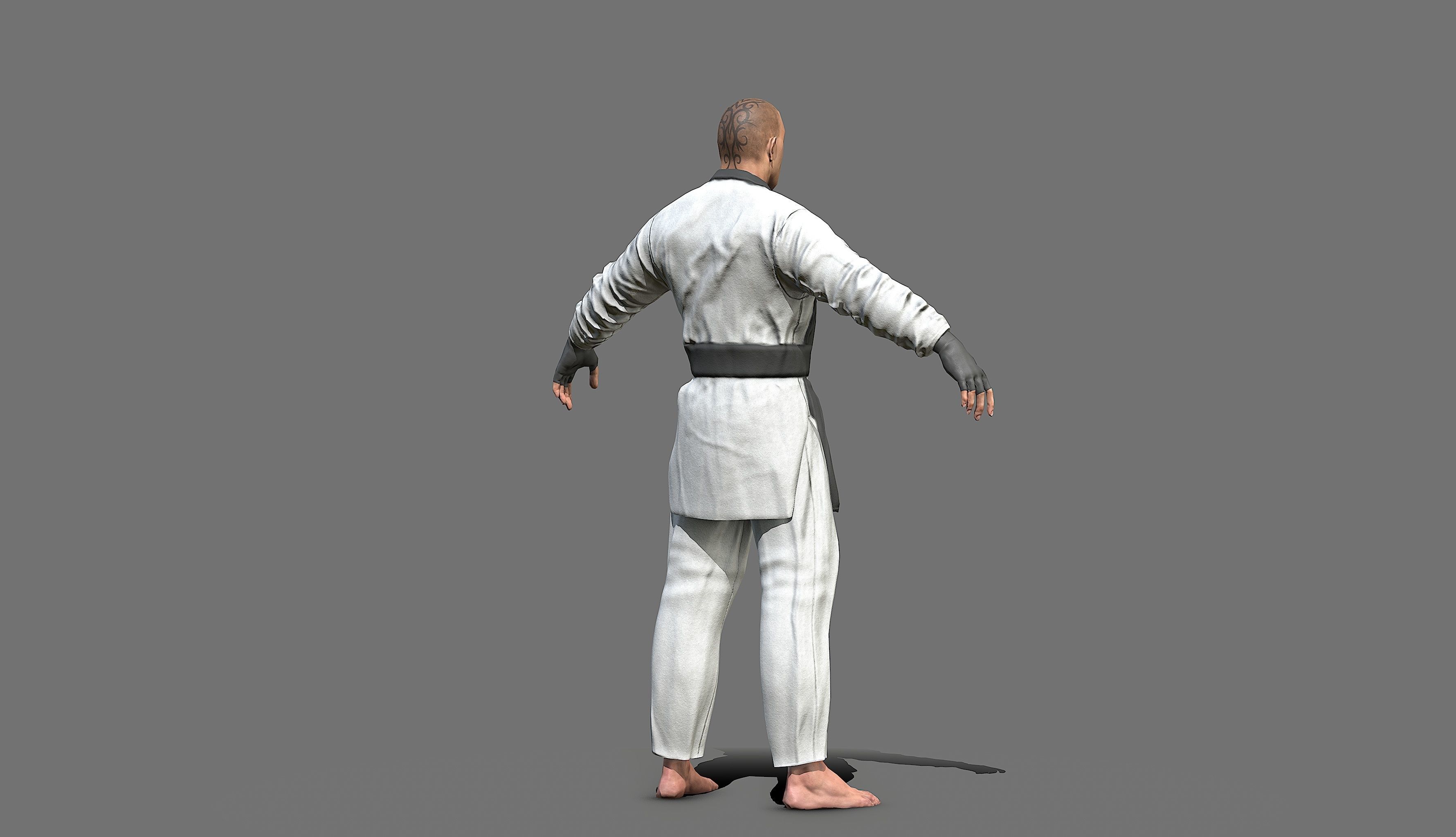 Boxer man in karate outfit Low-poly 3D model_14