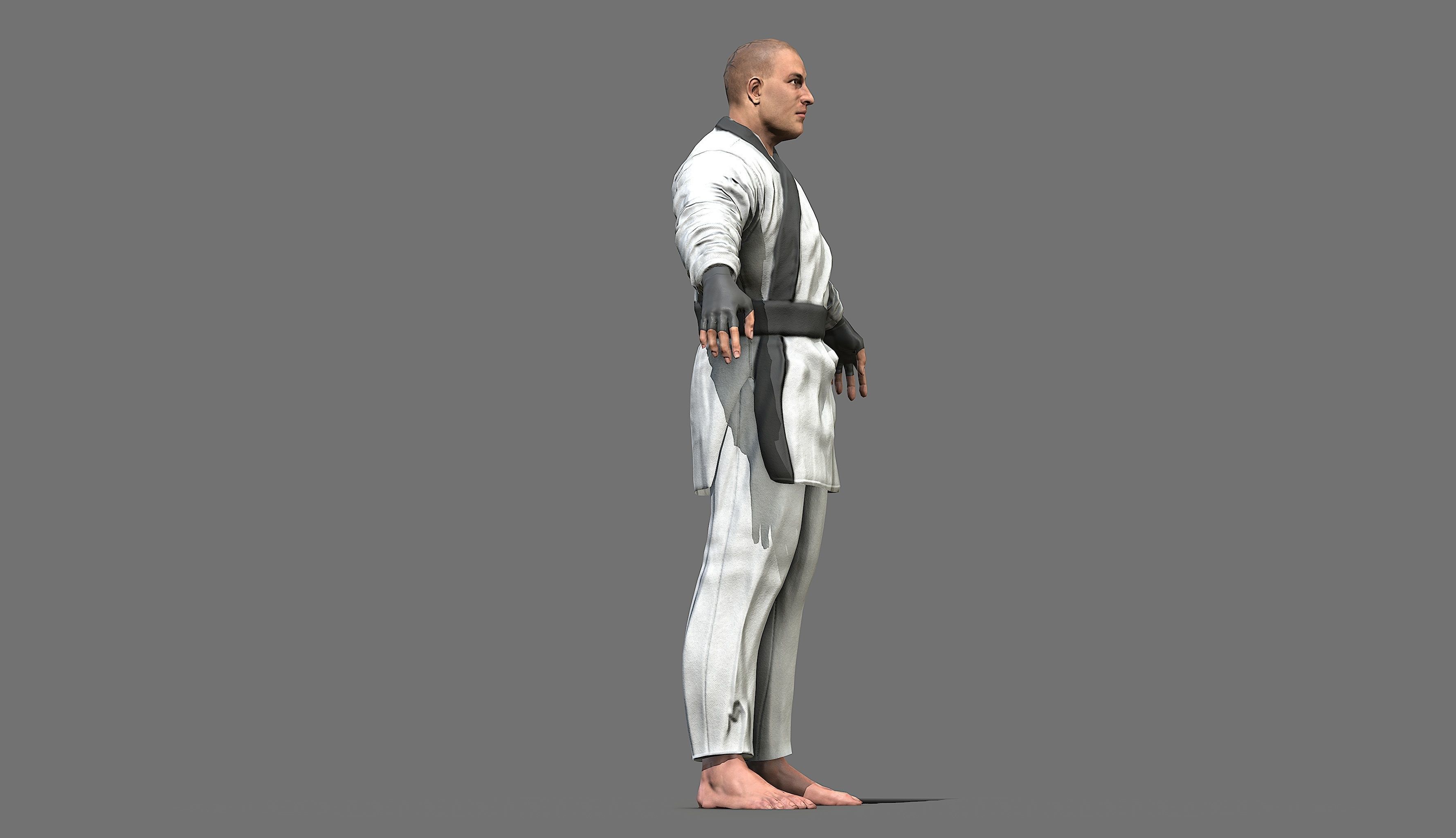 Boxer man in karate outfit Low-poly 3D model_41