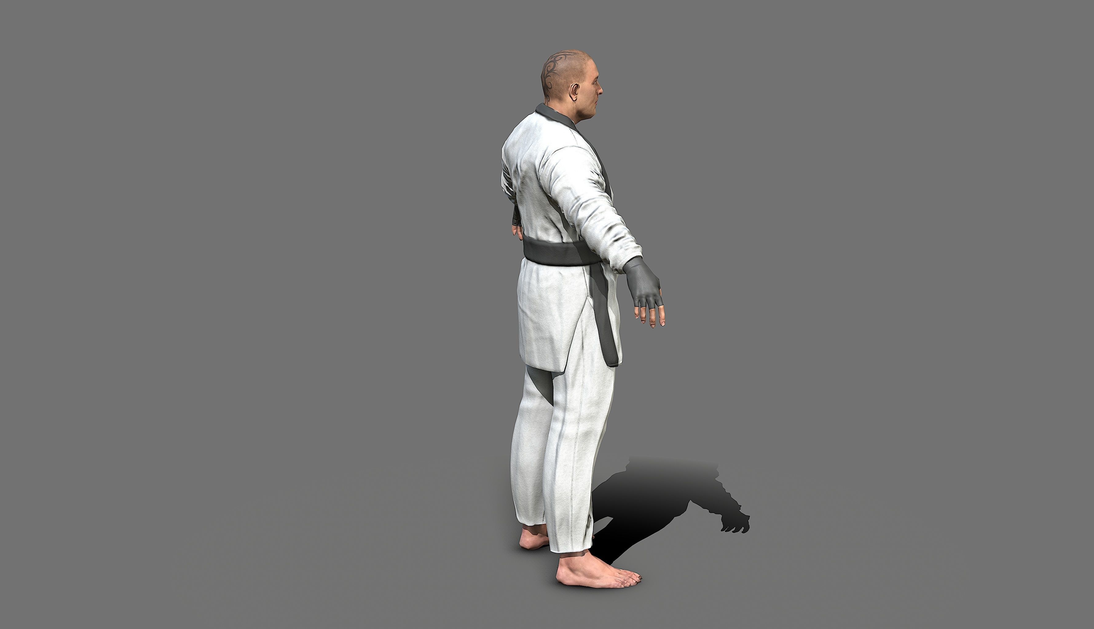 Boxer man in karate outfit Low-poly 3D model_28