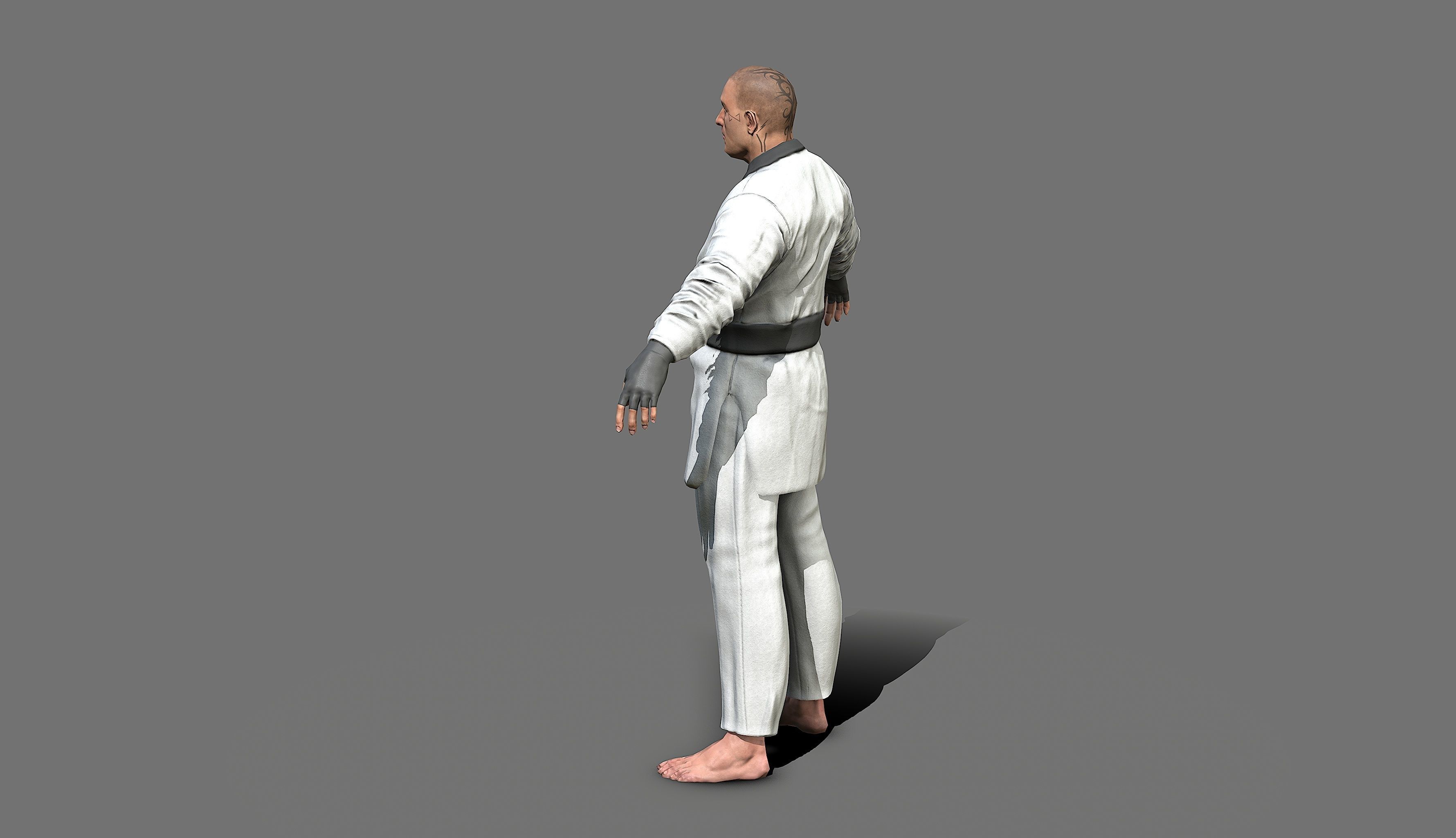 Boxer man in karate outfit Low-poly 3D model_34