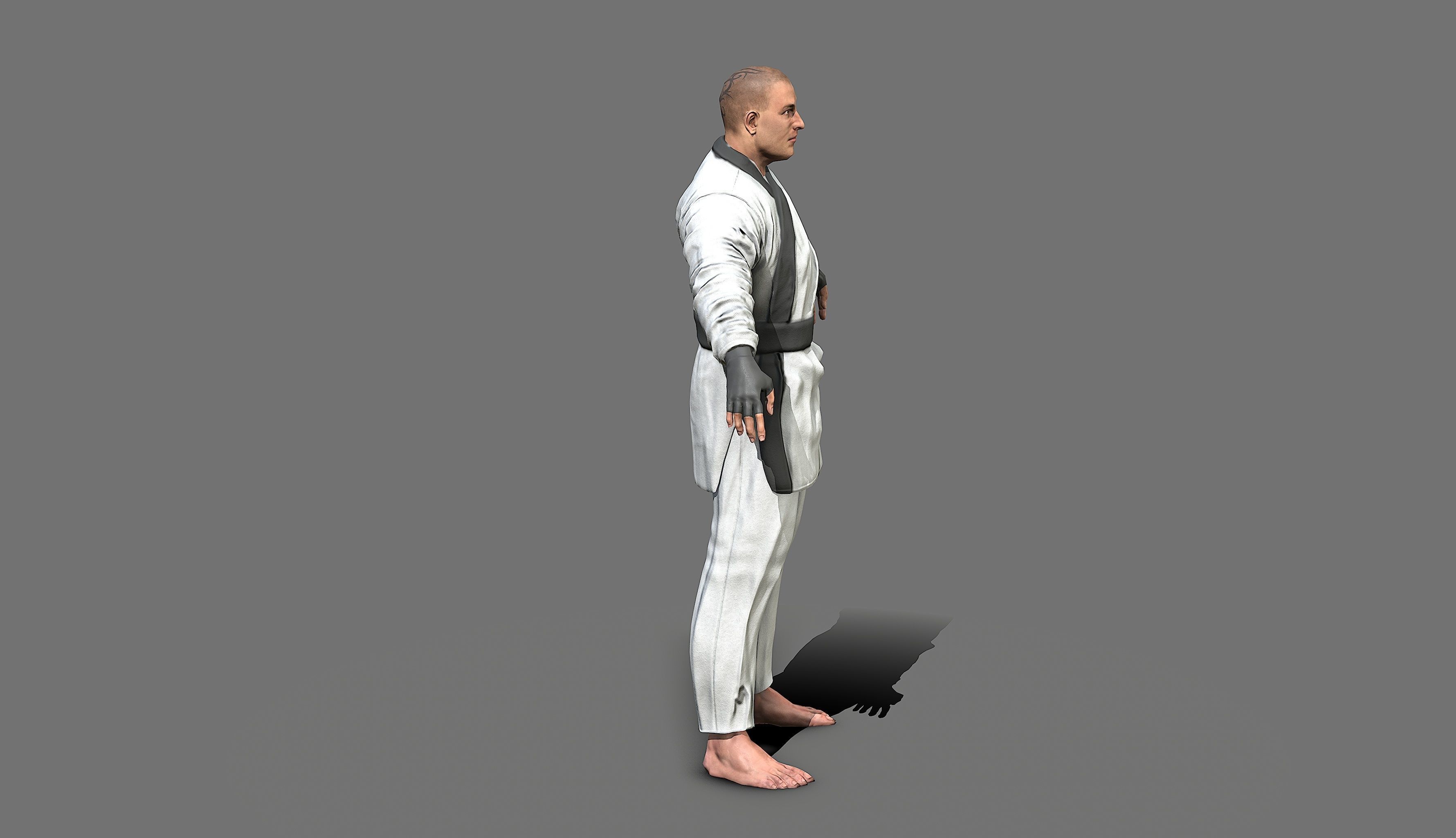 Boxer man in karate outfit Low-poly 3D model_30