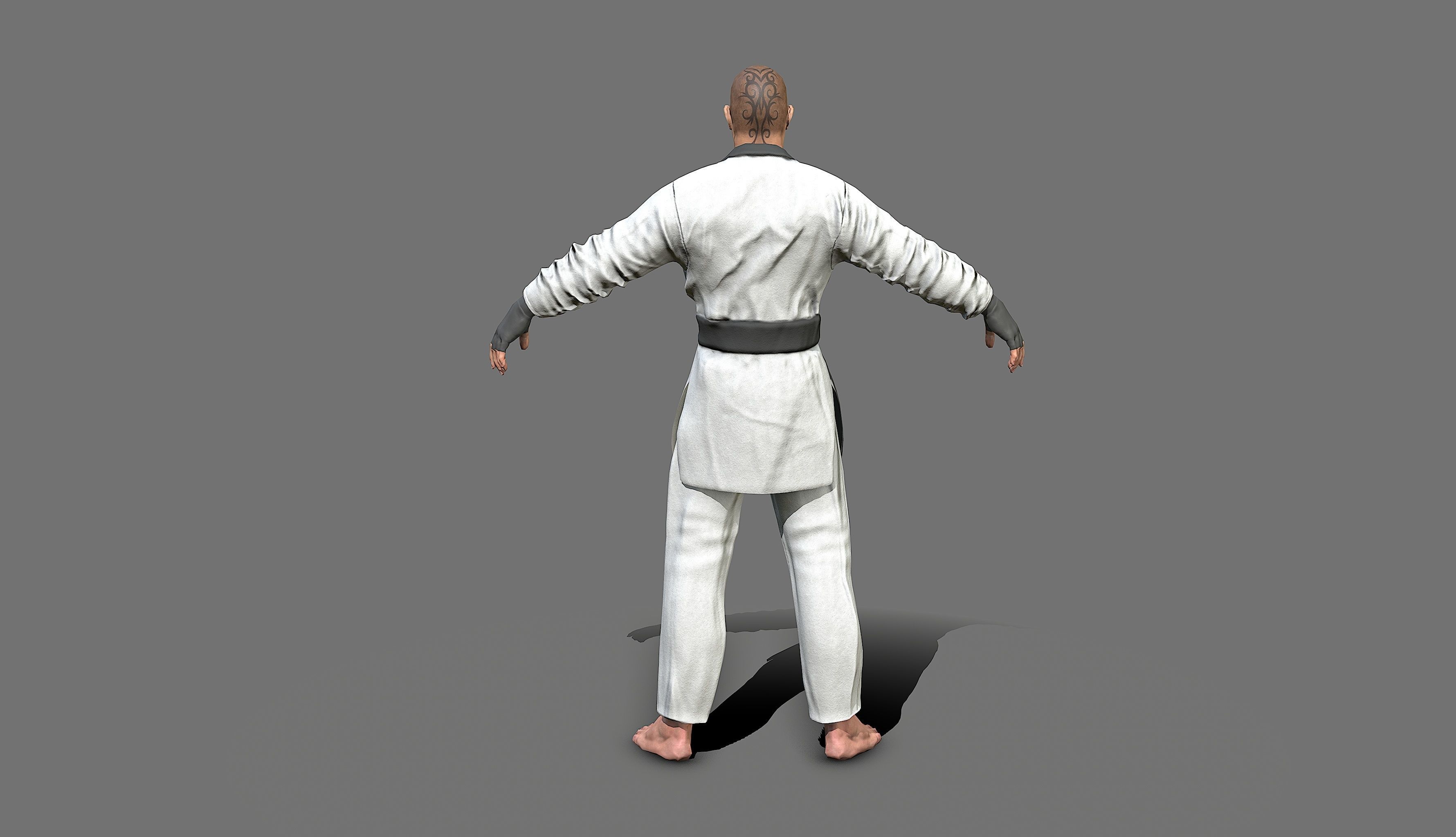 Boxer man in karate outfit Low-poly 3D model_33
