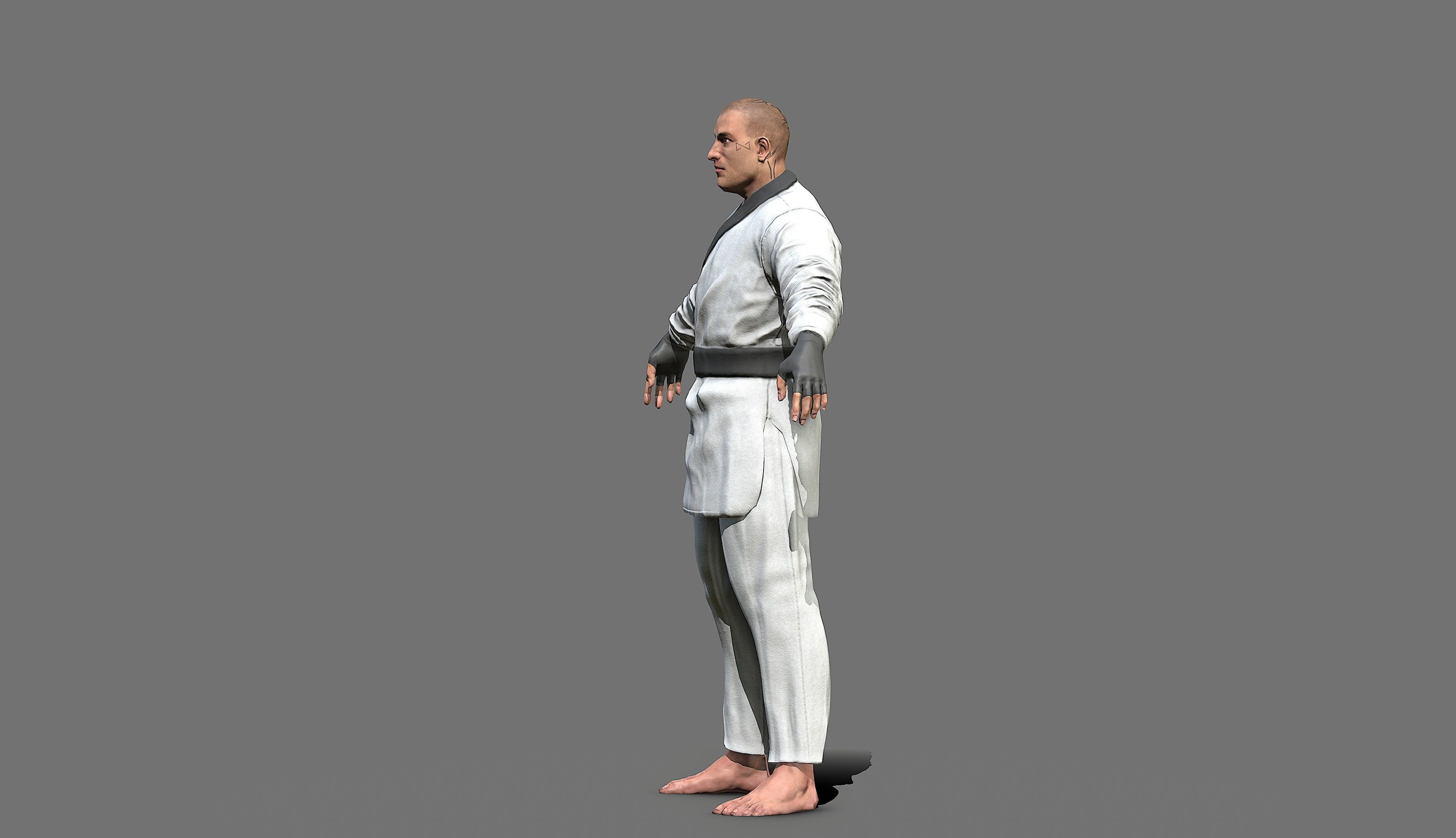 Boxer man in karate outfit Low-poly 3D model_21