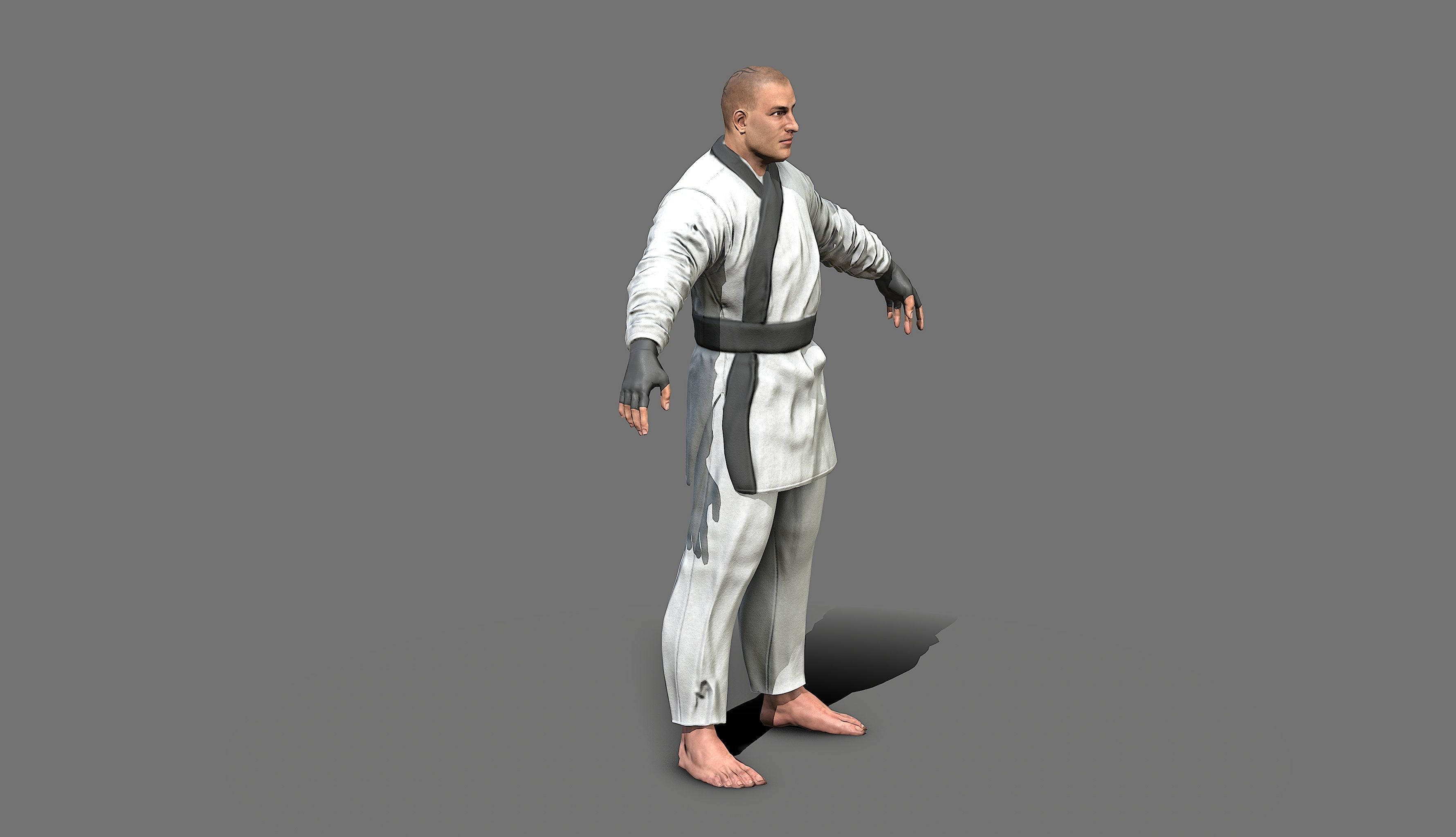 Boxer man in karate outfit Low-poly 3D model_24