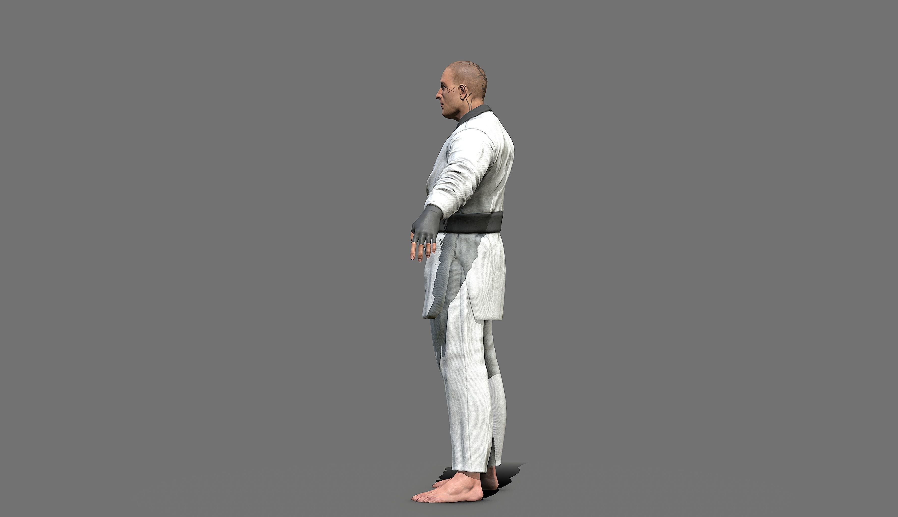 Boxer man in karate outfit Low-poly 3D model_15