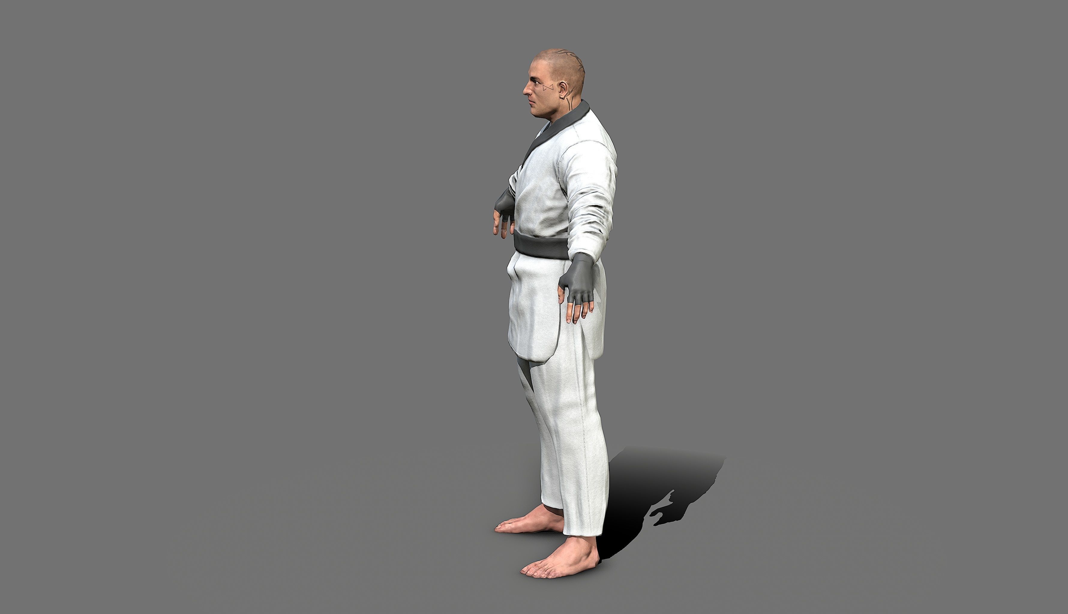 Boxer man in karate outfit Low-poly 3D model_35