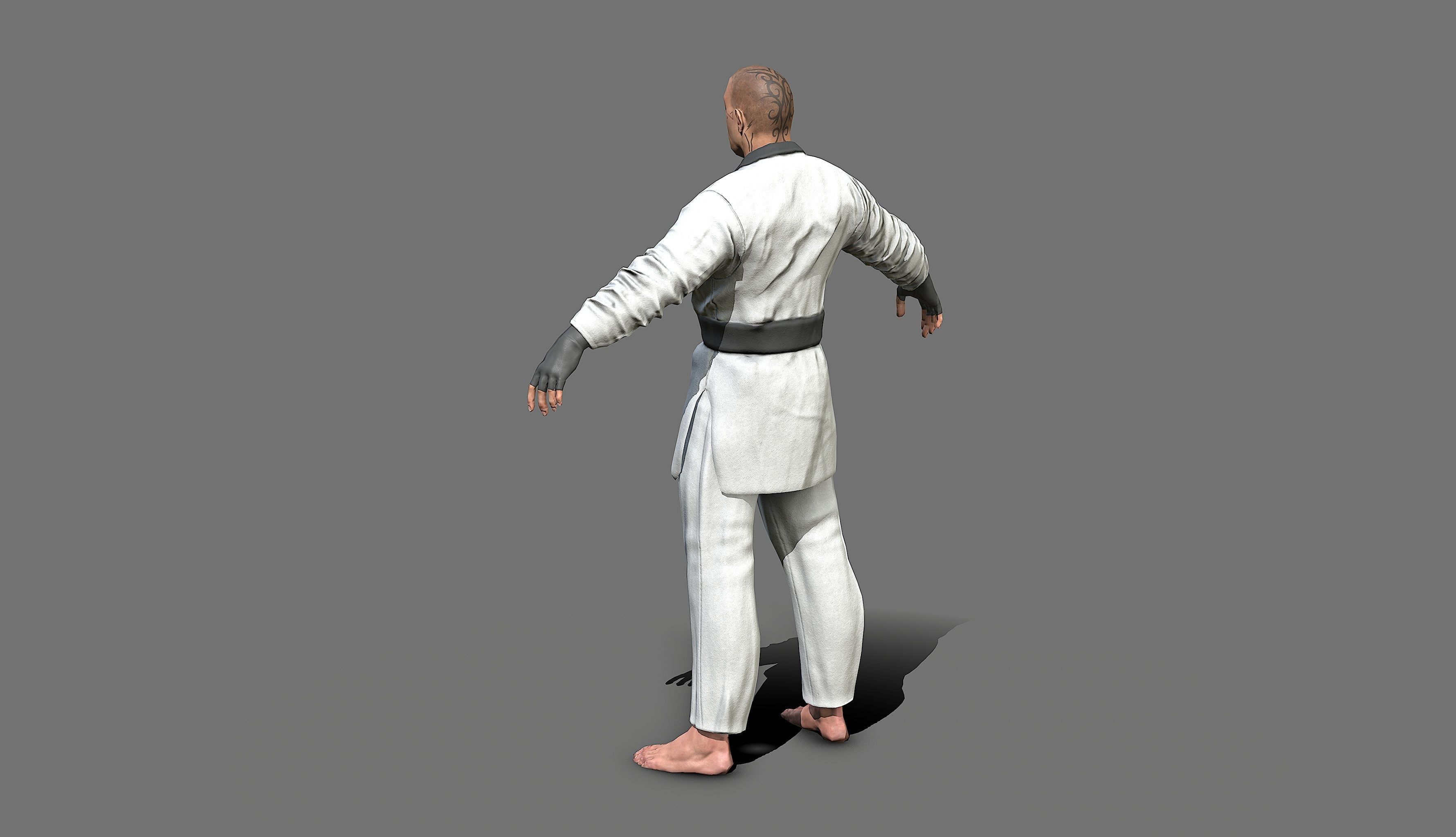 Boxer man in karate outfit Low-poly 3D model_32
