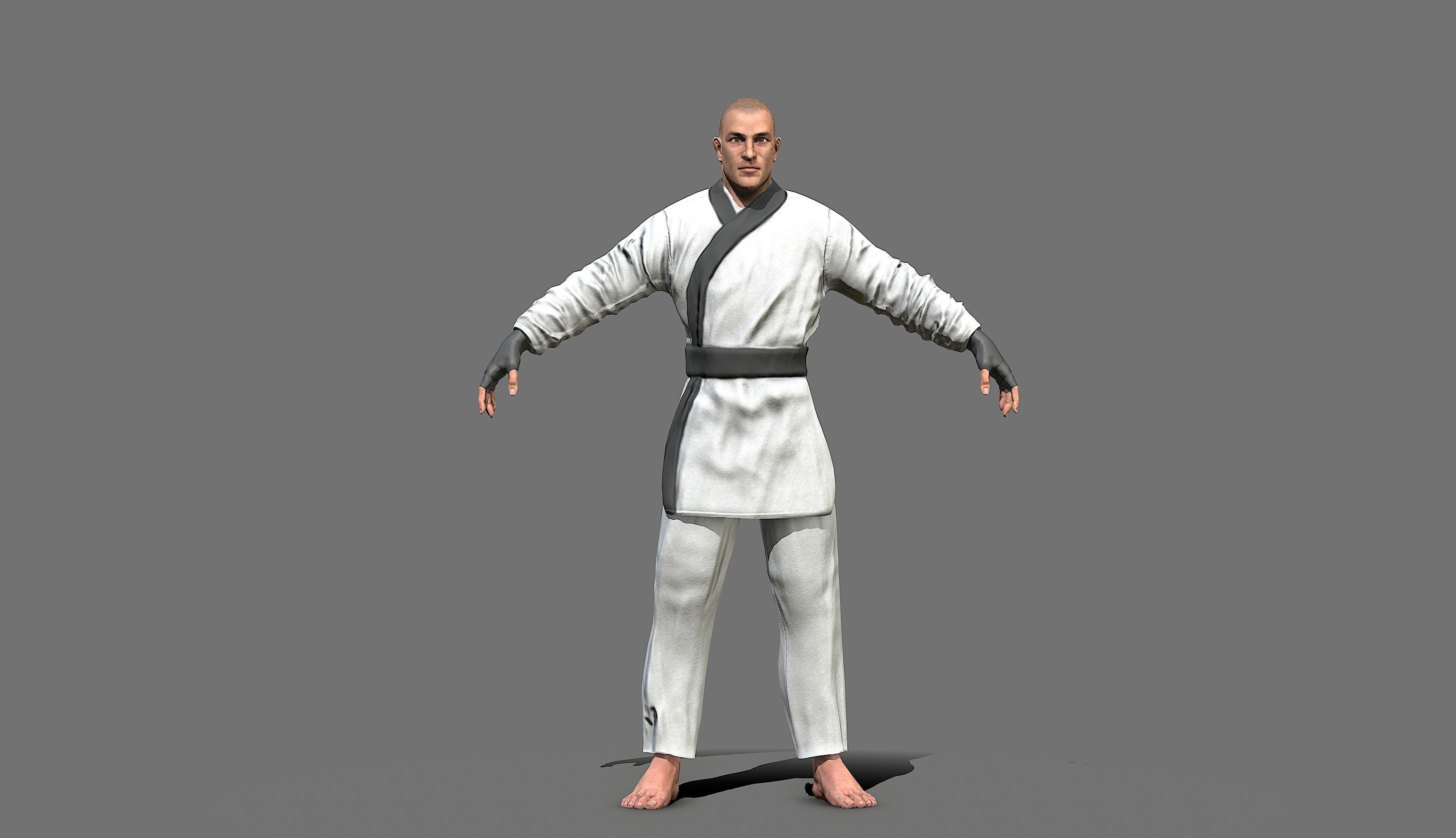 Boxer man in karate outfit Low-poly 3D model_23