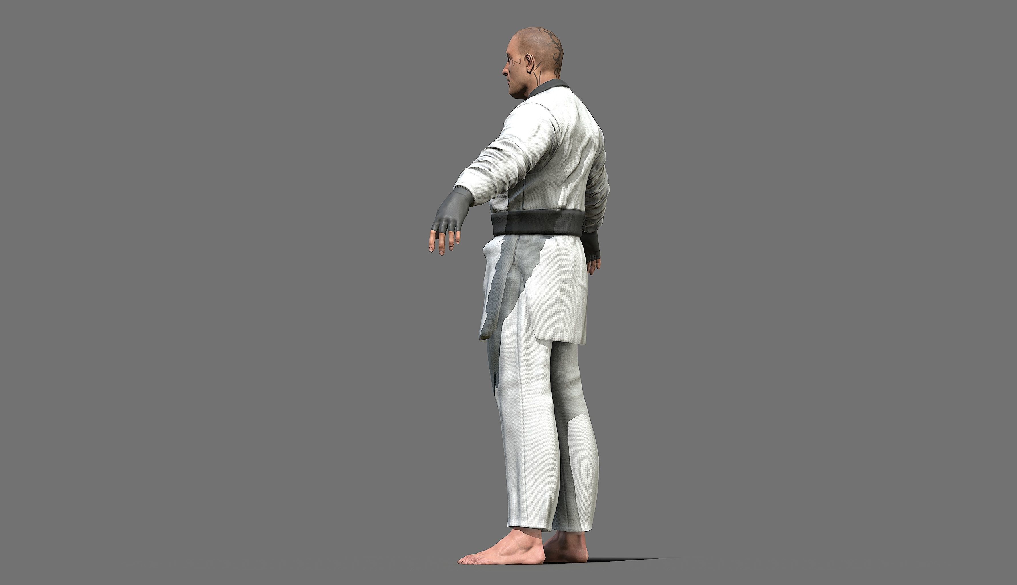 Boxer man in karate outfit Low-poly 3D model_48