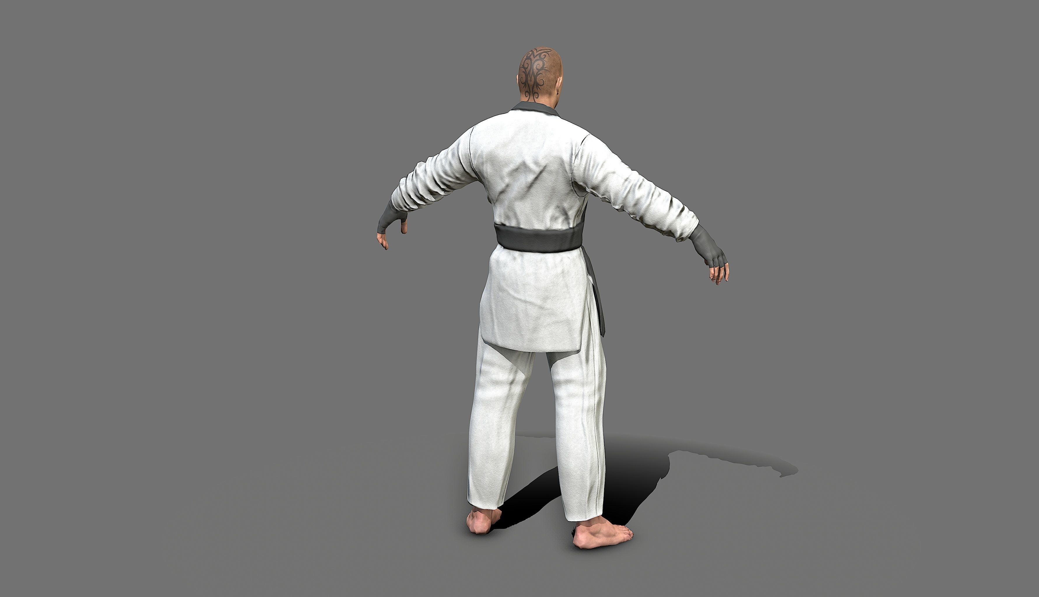Boxer man in karate outfit Low-poly 3D model_31