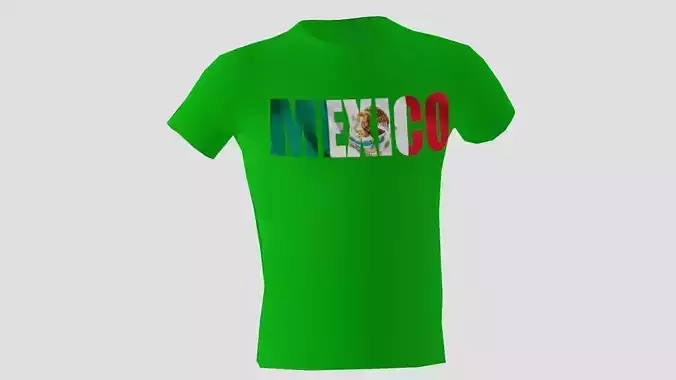 Low poly Mexico shirt green colour 
