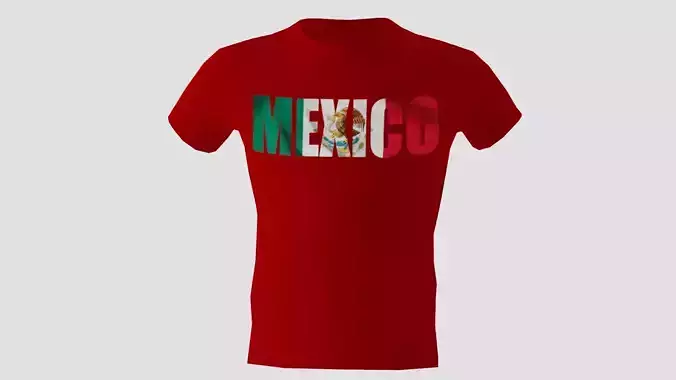 Low poly Mexico shirt red colour