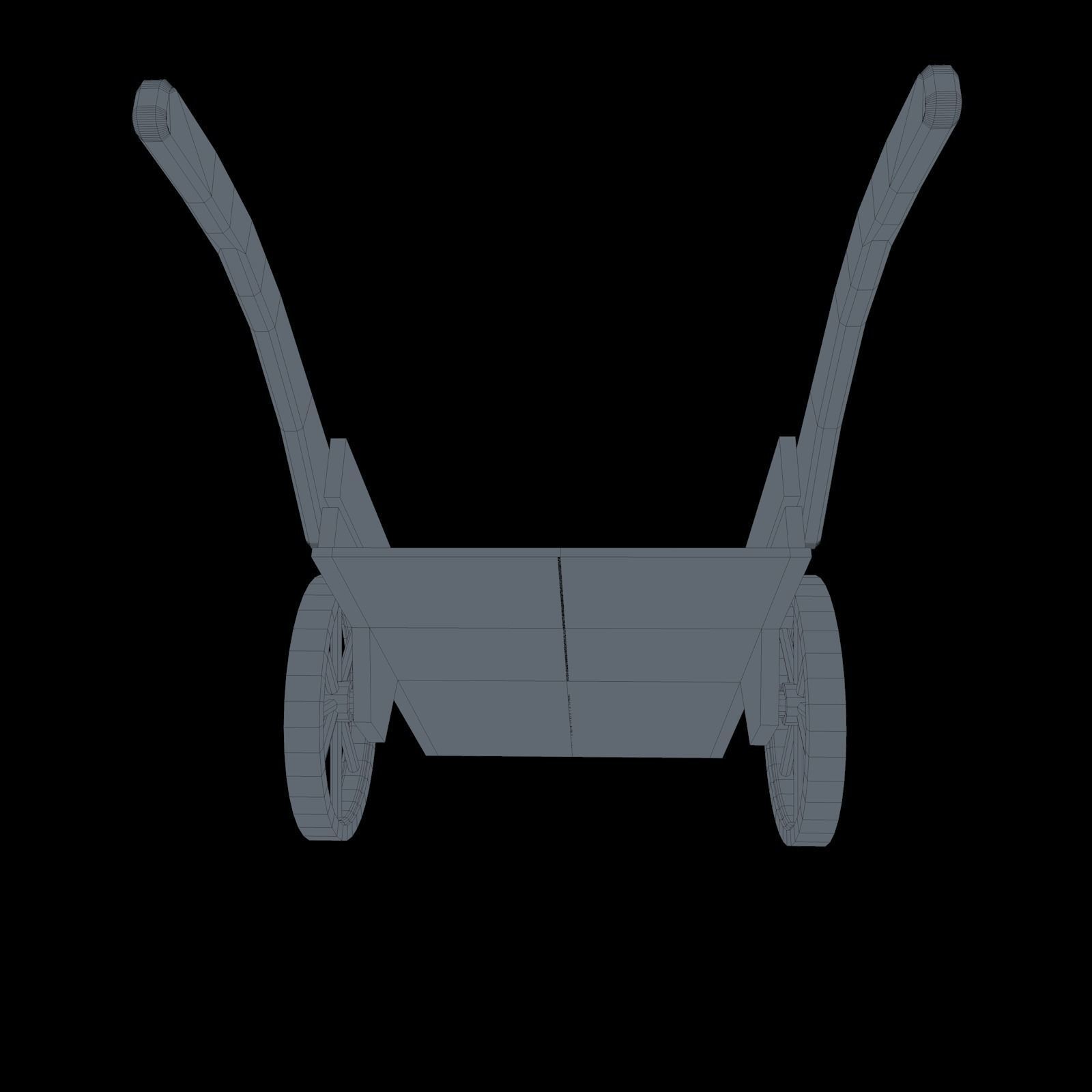 Wood Medieval Transport Cart Low-poly 3D model_10