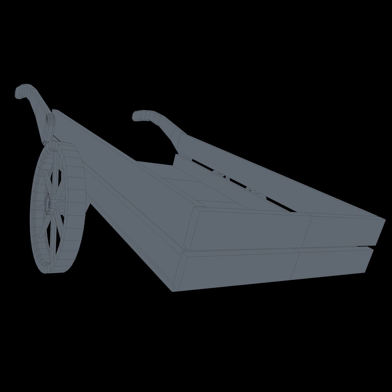 Wood Medieval Transport Cart Low-poly 3D model_12