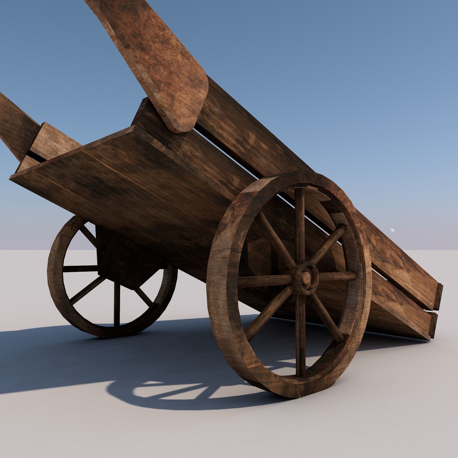Wood Medieval Transport Cart Low-poly 3D model_4