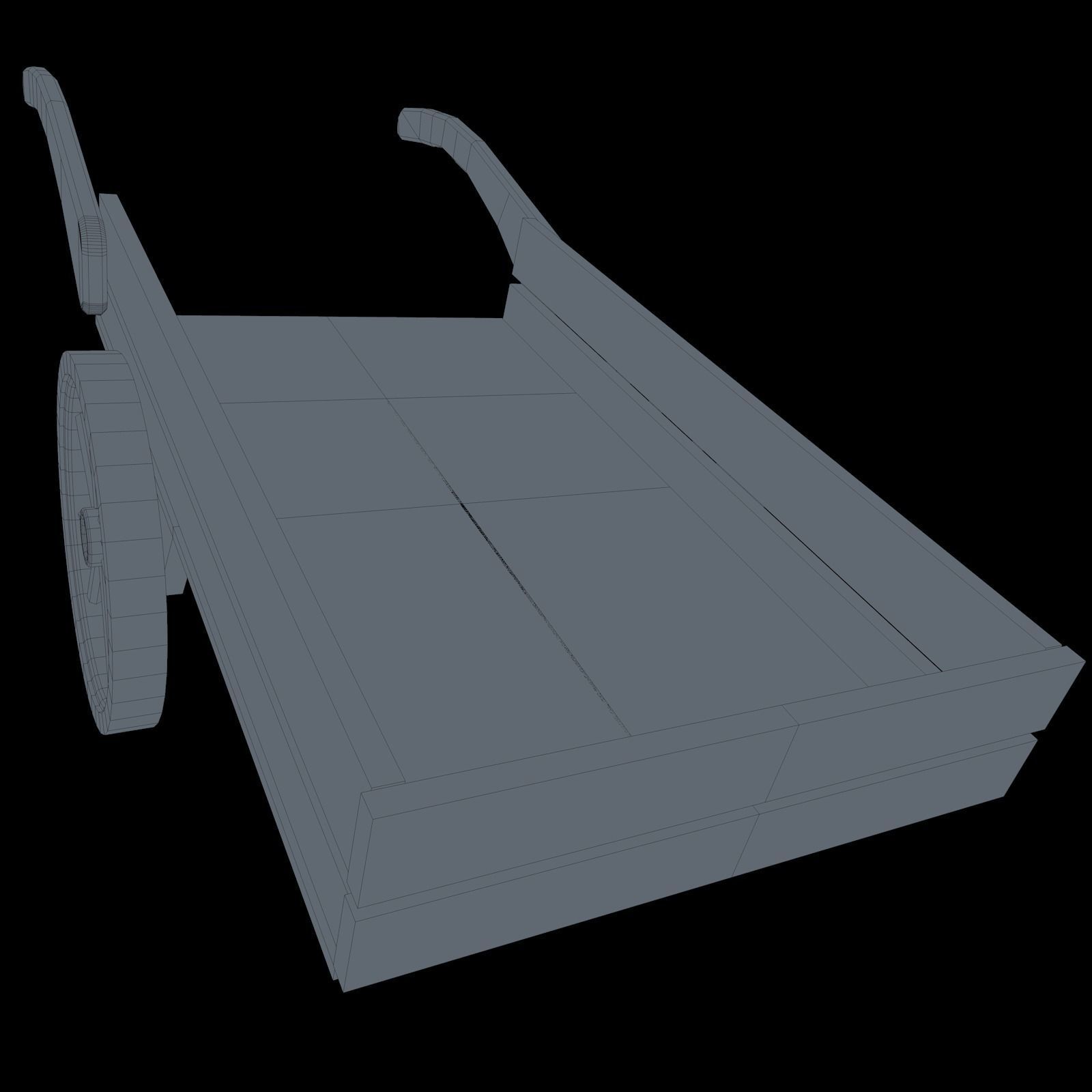 Wood Medieval Transport Cart Low-poly 3D model_14