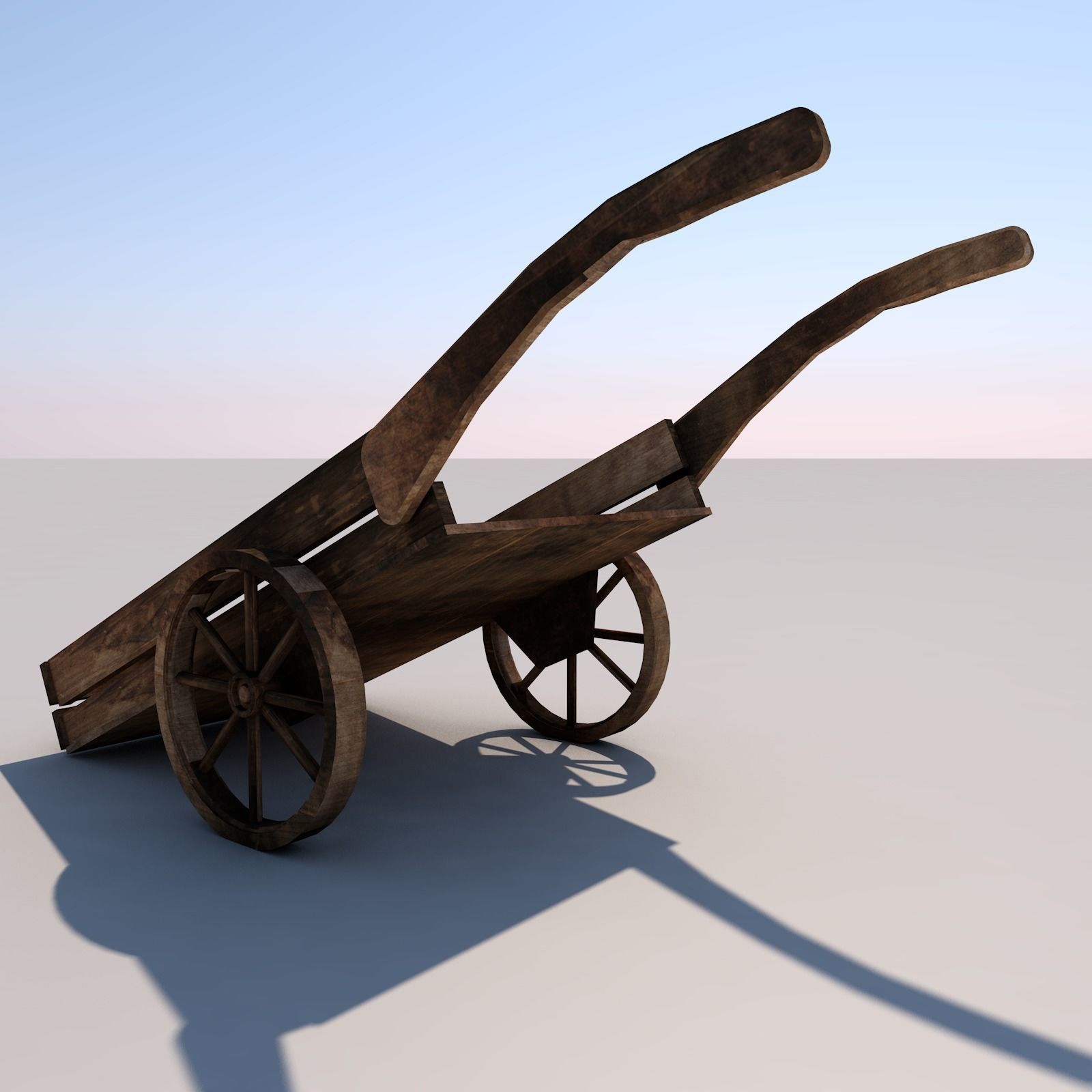 Wood Medieval Transport Cart Low-poly 3D model_2