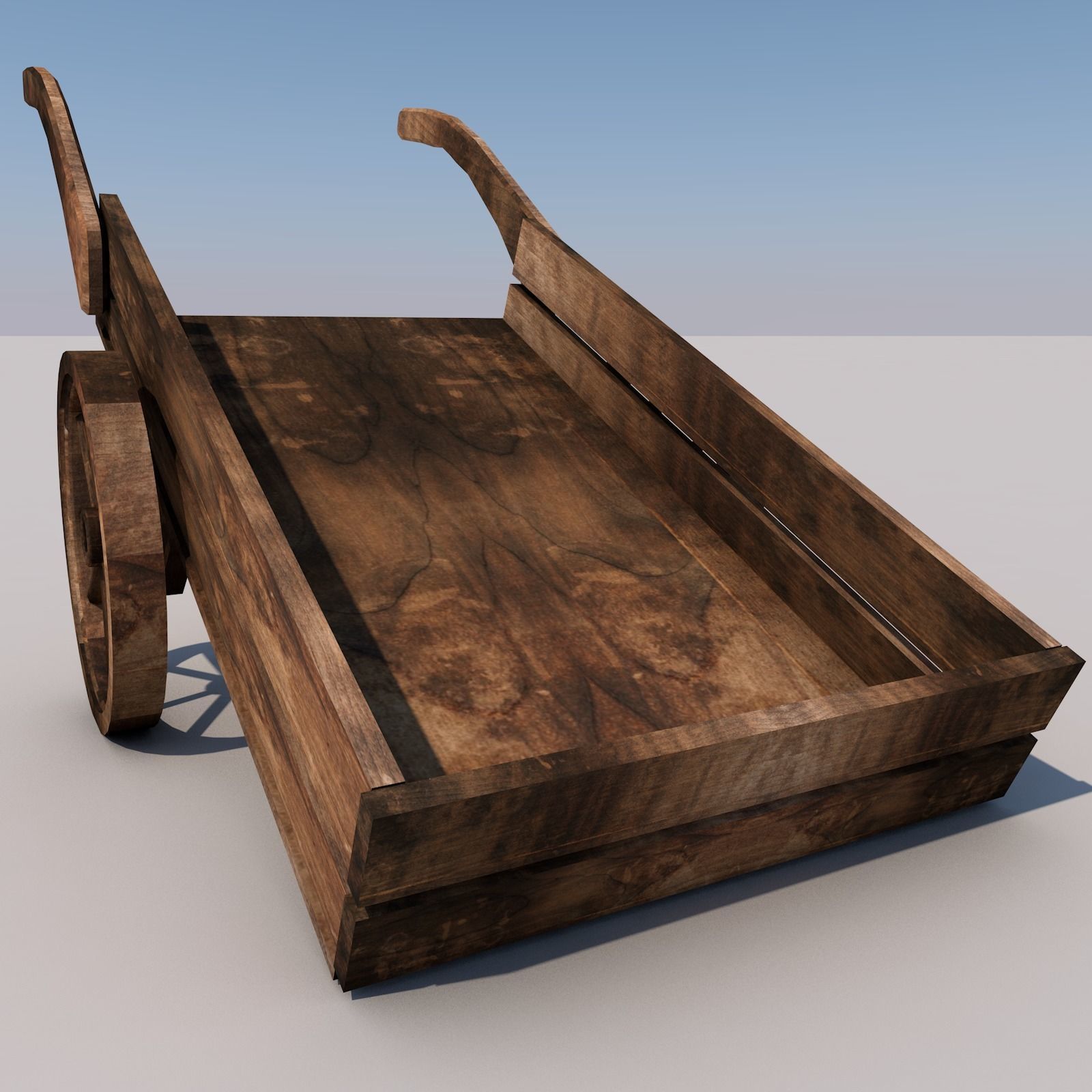Wood Medieval Transport Cart Low-poly 3D model_7