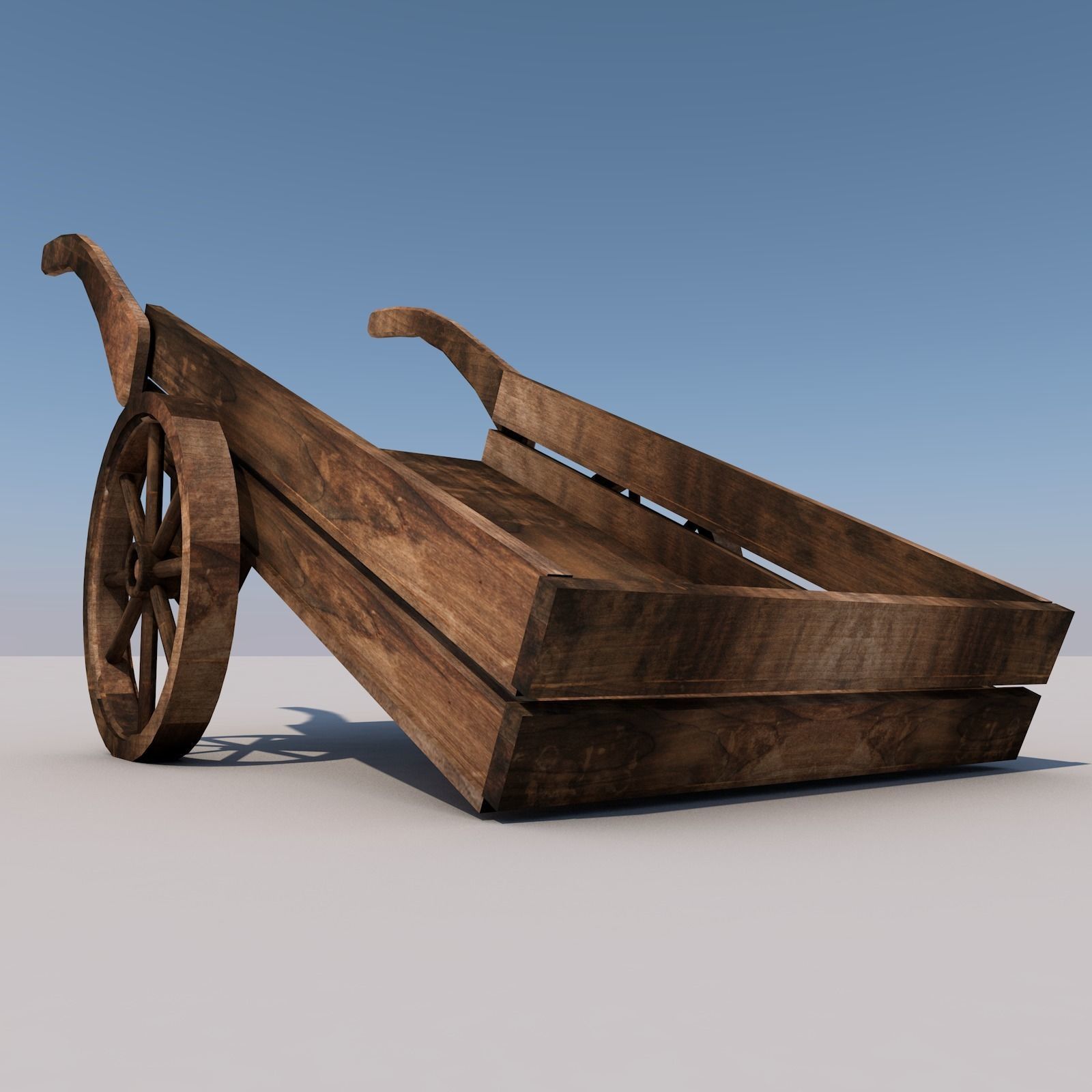 Wood Medieval Transport Cart Low-poly 3D model_5