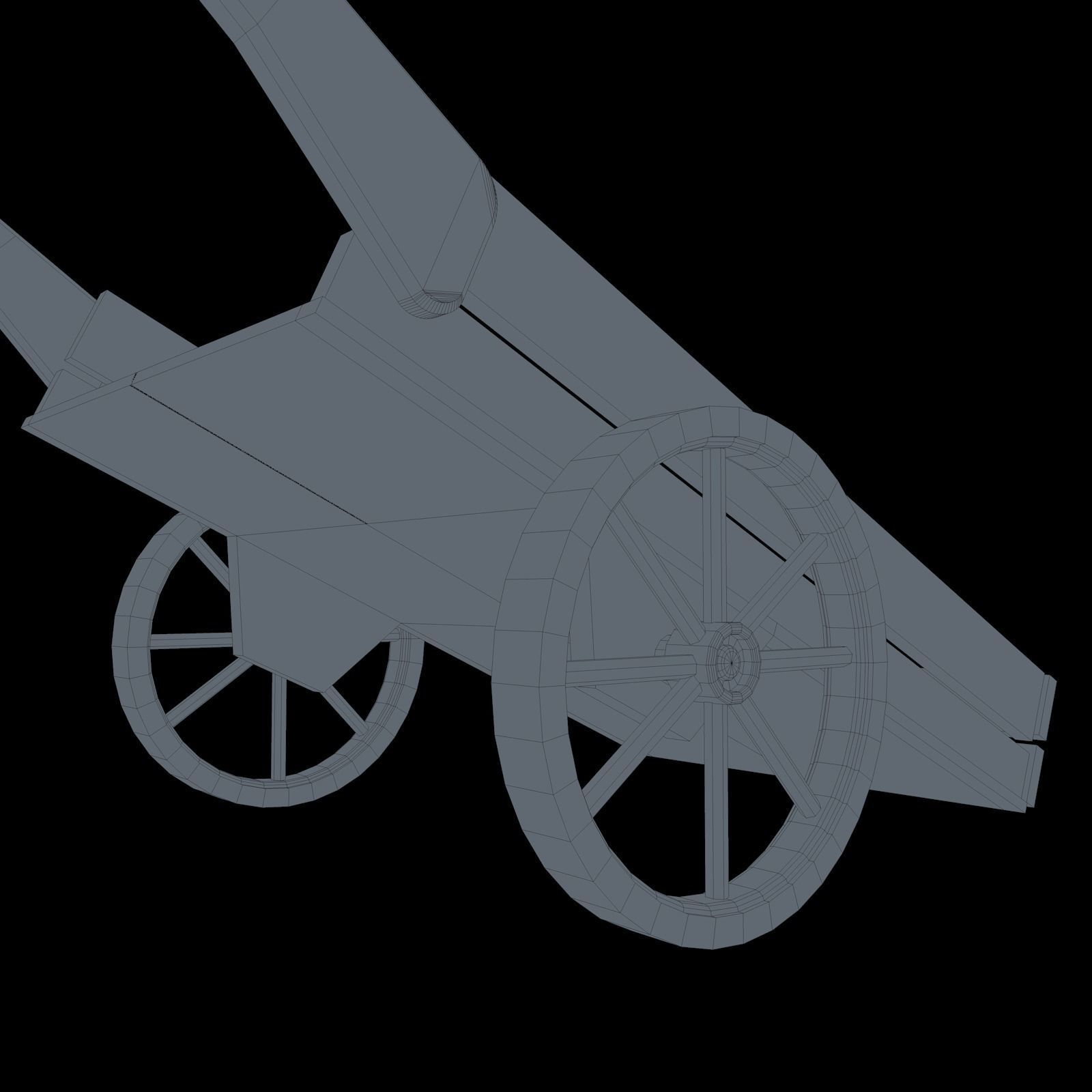 Wood Medieval Transport Cart Low-poly 3D model_11