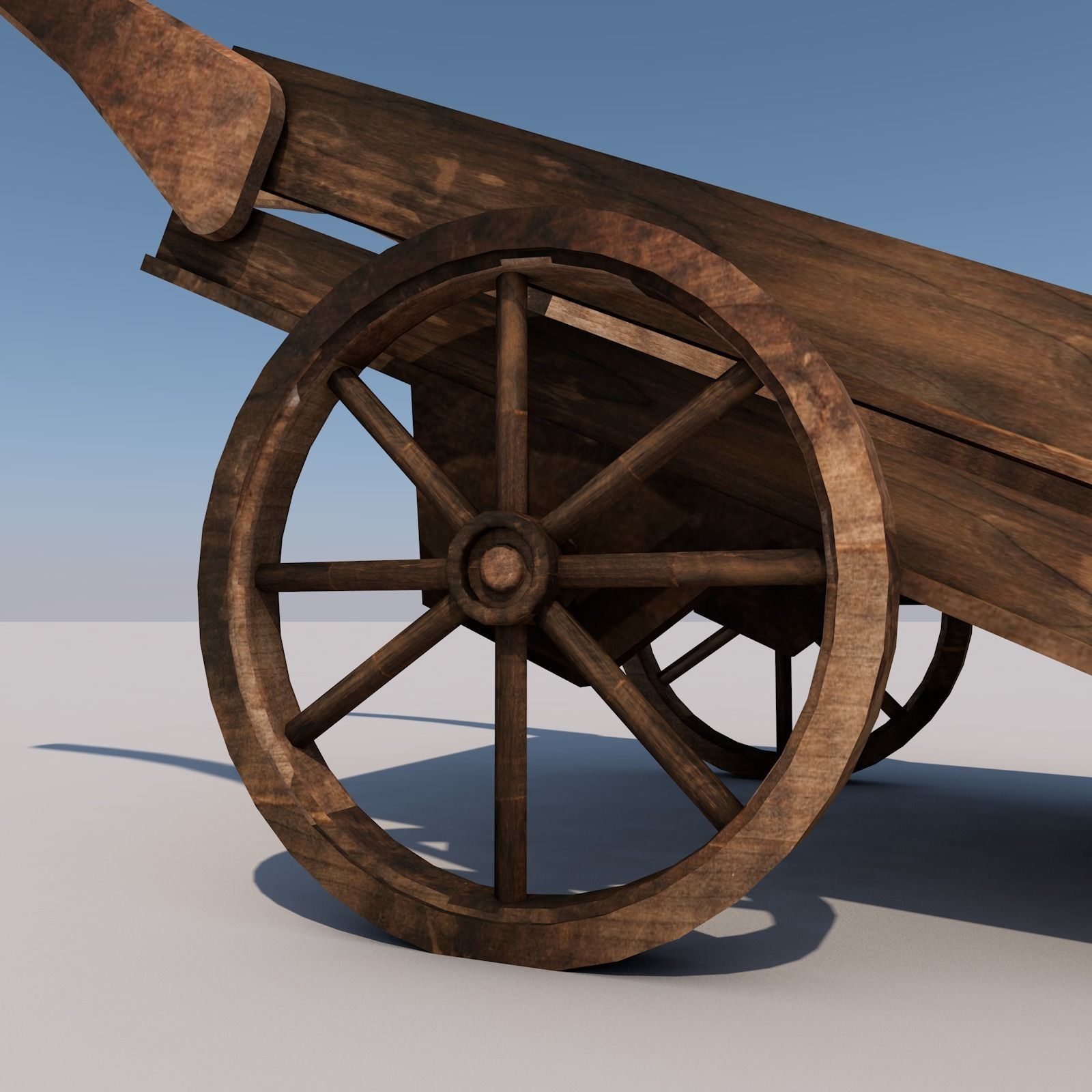 Wood Medieval Transport Cart Low-poly 3D model_6