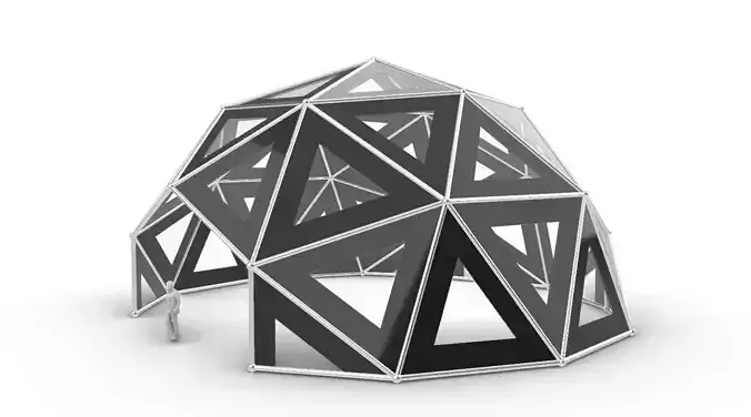 Geodesic Dome V1 Large with Frame and Panels and Entryway