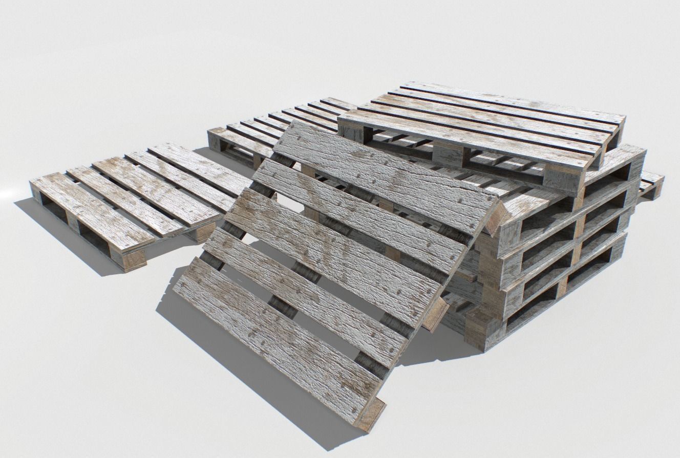 Industrial Wooden Pallet 2 PBR Low-poly 3D model_3