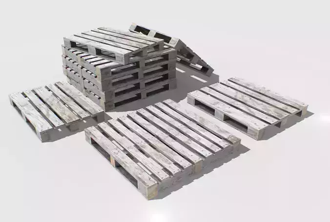 Industrial Wooden Pallet 2 PBR Low-poly 3D model