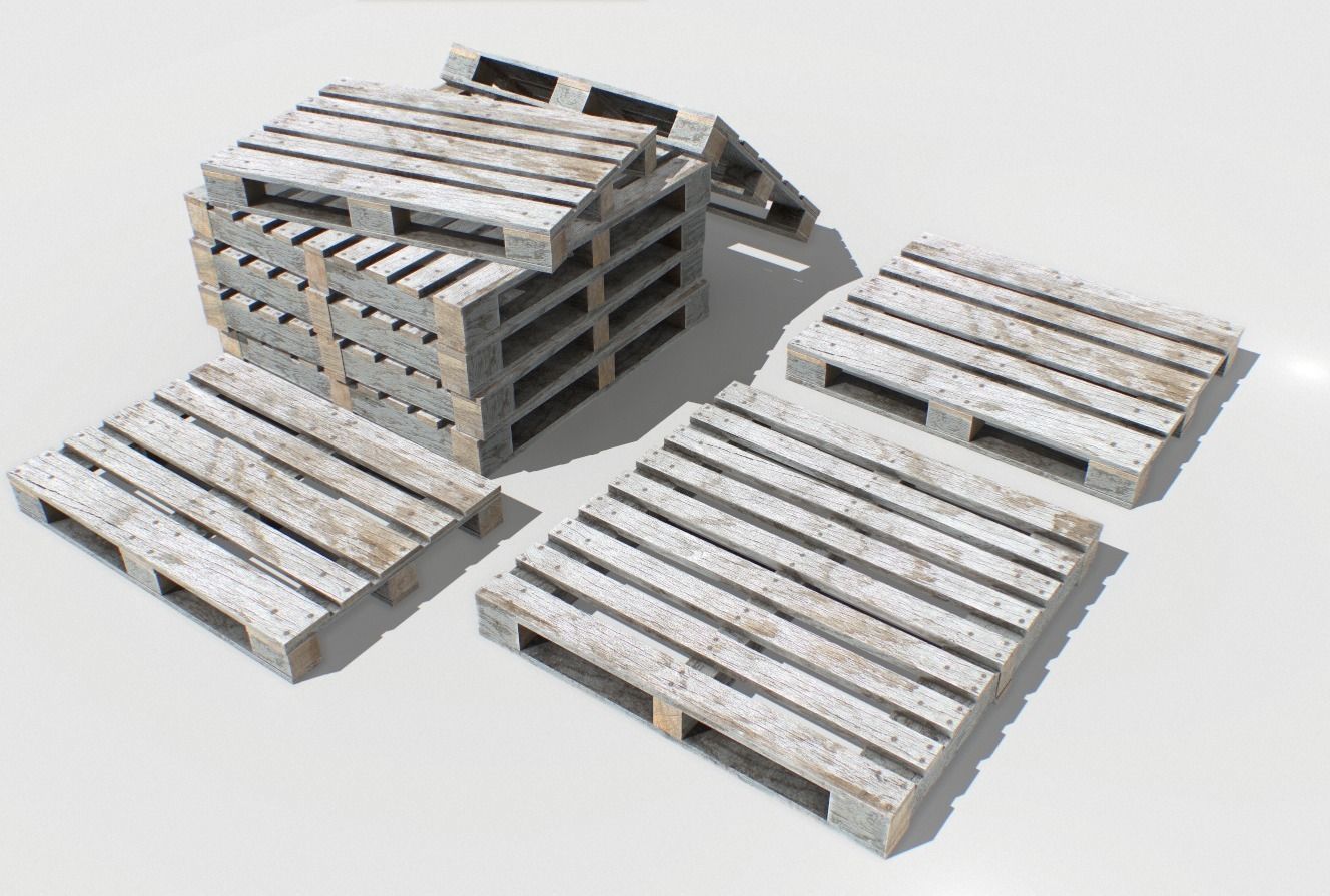 Industrial Wooden Pallet 2 PBR Low-poly 3D model_6