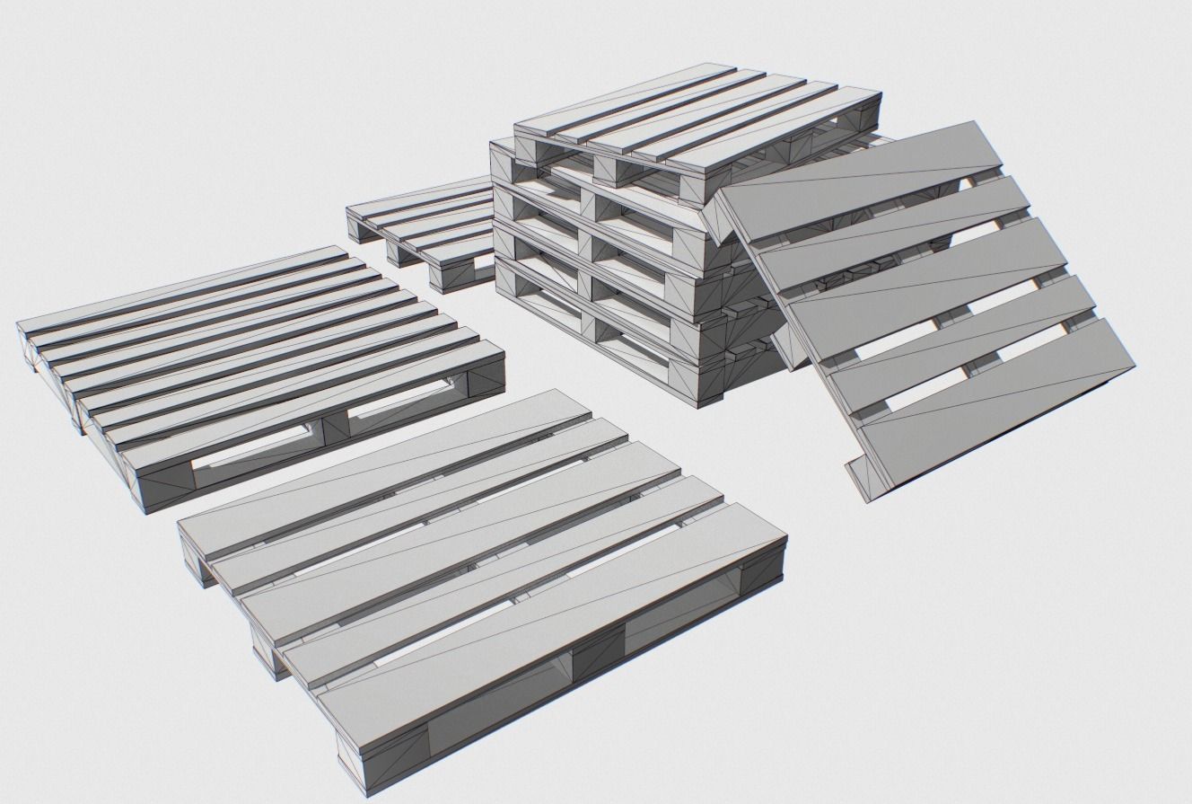 Industrial Wooden Pallet 2 PBR Low-poly 3D model_8