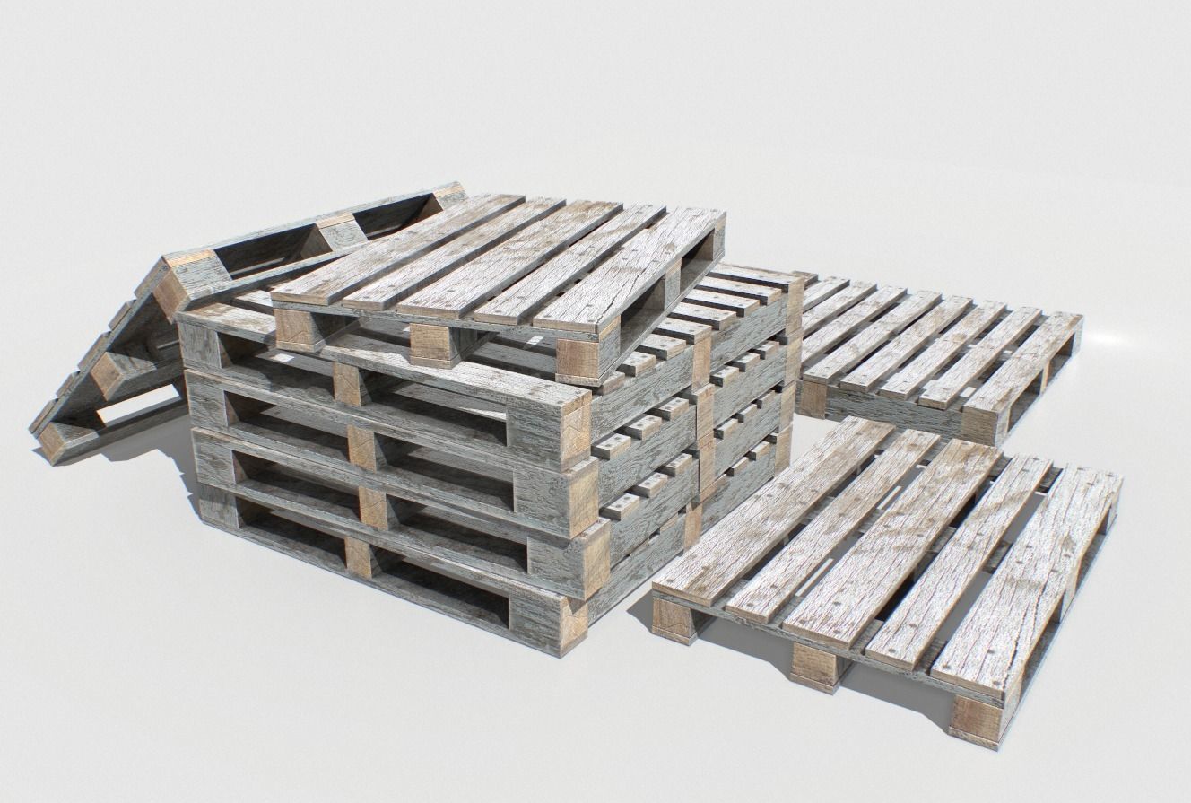 Industrial Wooden Pallet 2 PBR Low-poly 3D model_4