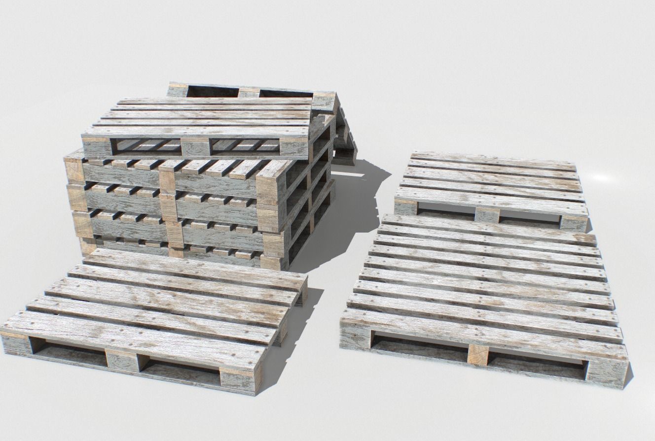 Industrial Wooden Pallet 2 PBR Low-poly 3D model_5